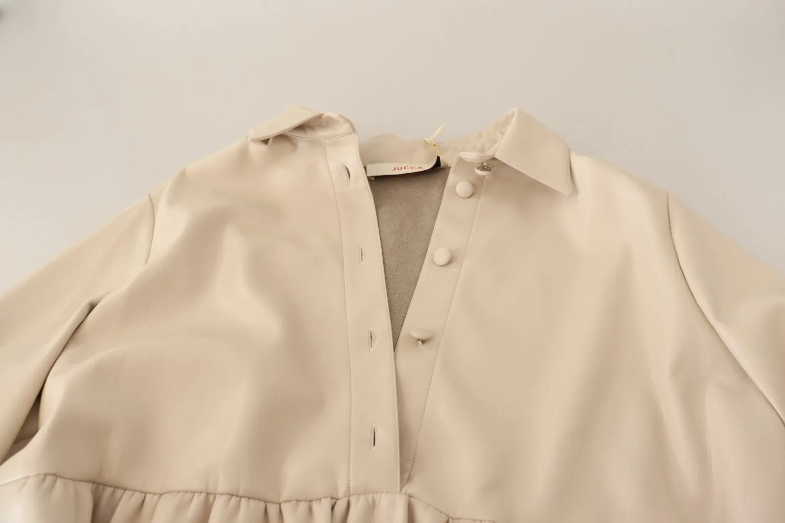 Leather Long Sleeves Collared A-line Mini Women's Dress (Pre-Owned) - Jucca - Modalova