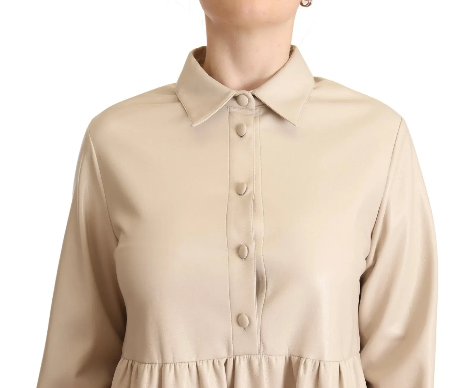 Leather Long Sleeves Collared A-line Mini Women's Dress (Pre-Owned) - Jucca - Modalova