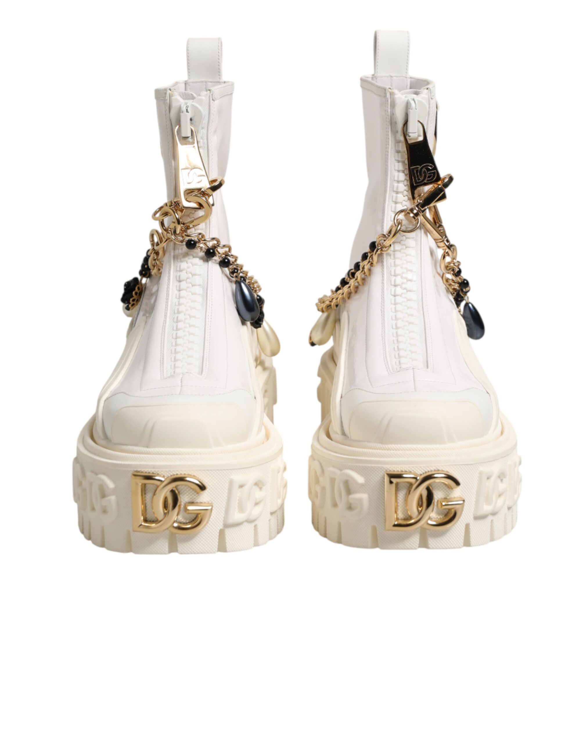 Leather Rubber Logo Ankle Boots Women's Shoes - Dolce & Gabbana - Modalova