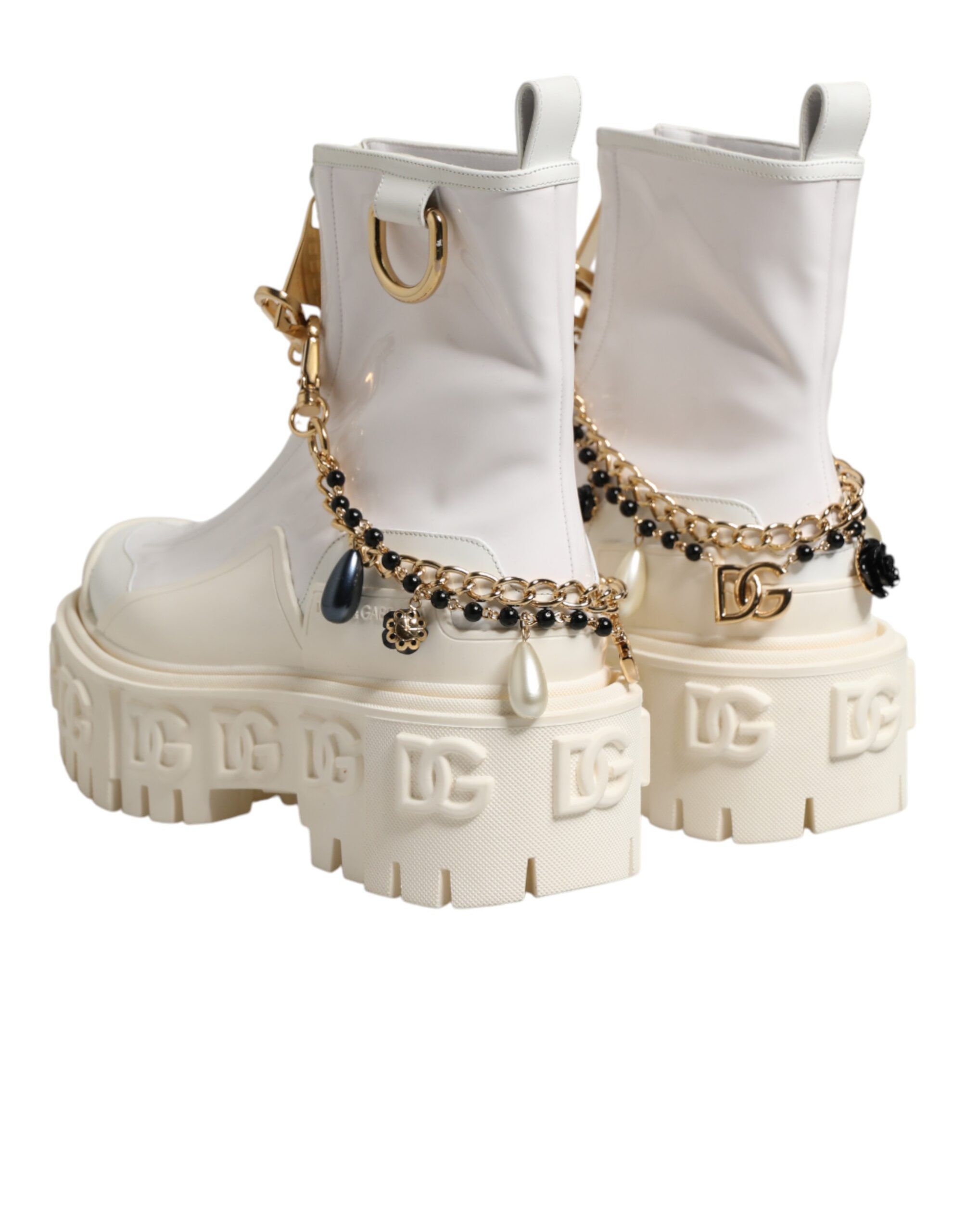 Leather Rubber Logo Ankle Boots Women's Shoes - Dolce & Gabbana - Modalova