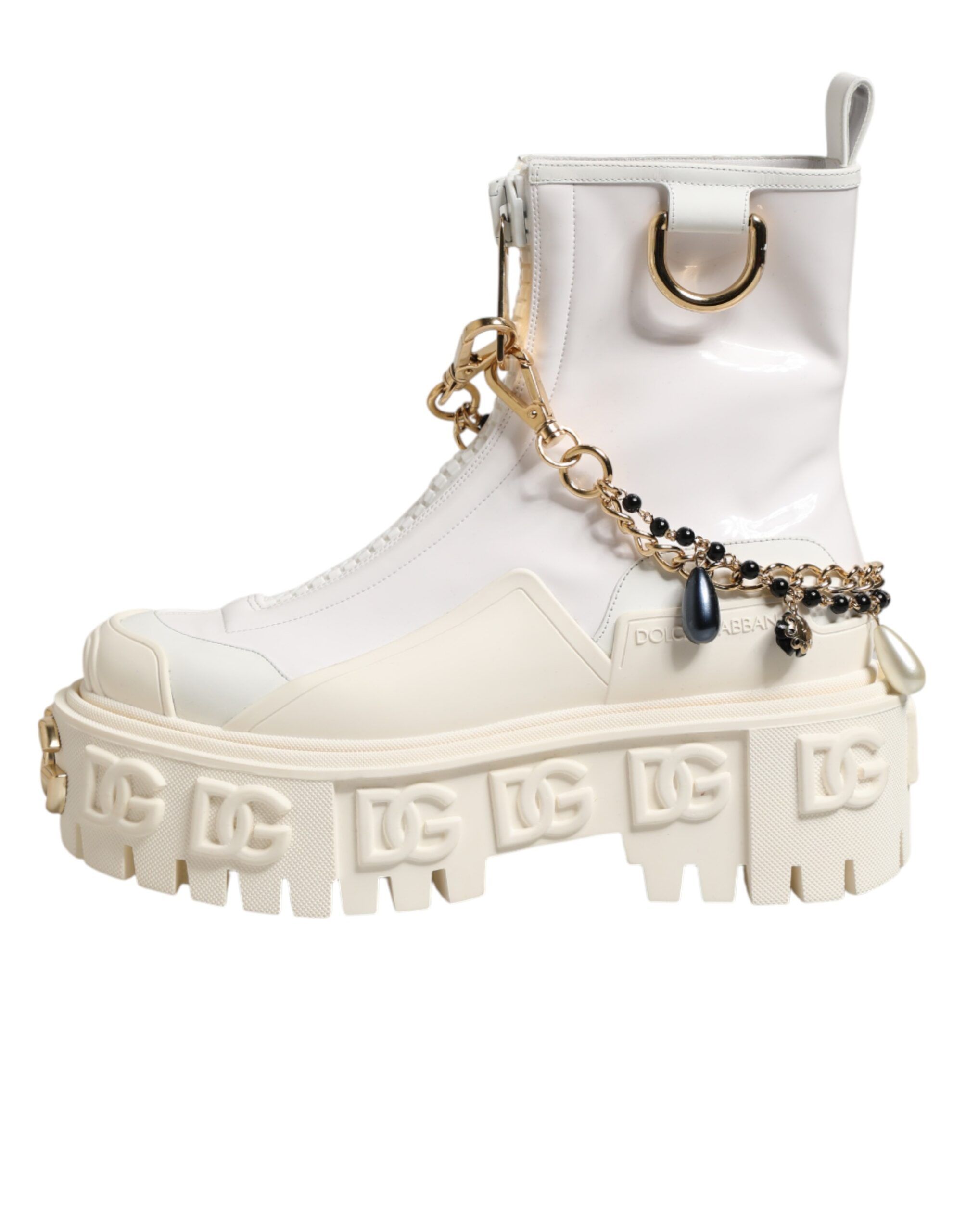 Leather Rubber Logo Ankle Boots Women's Shoes - Dolce & Gabbana - Modalova