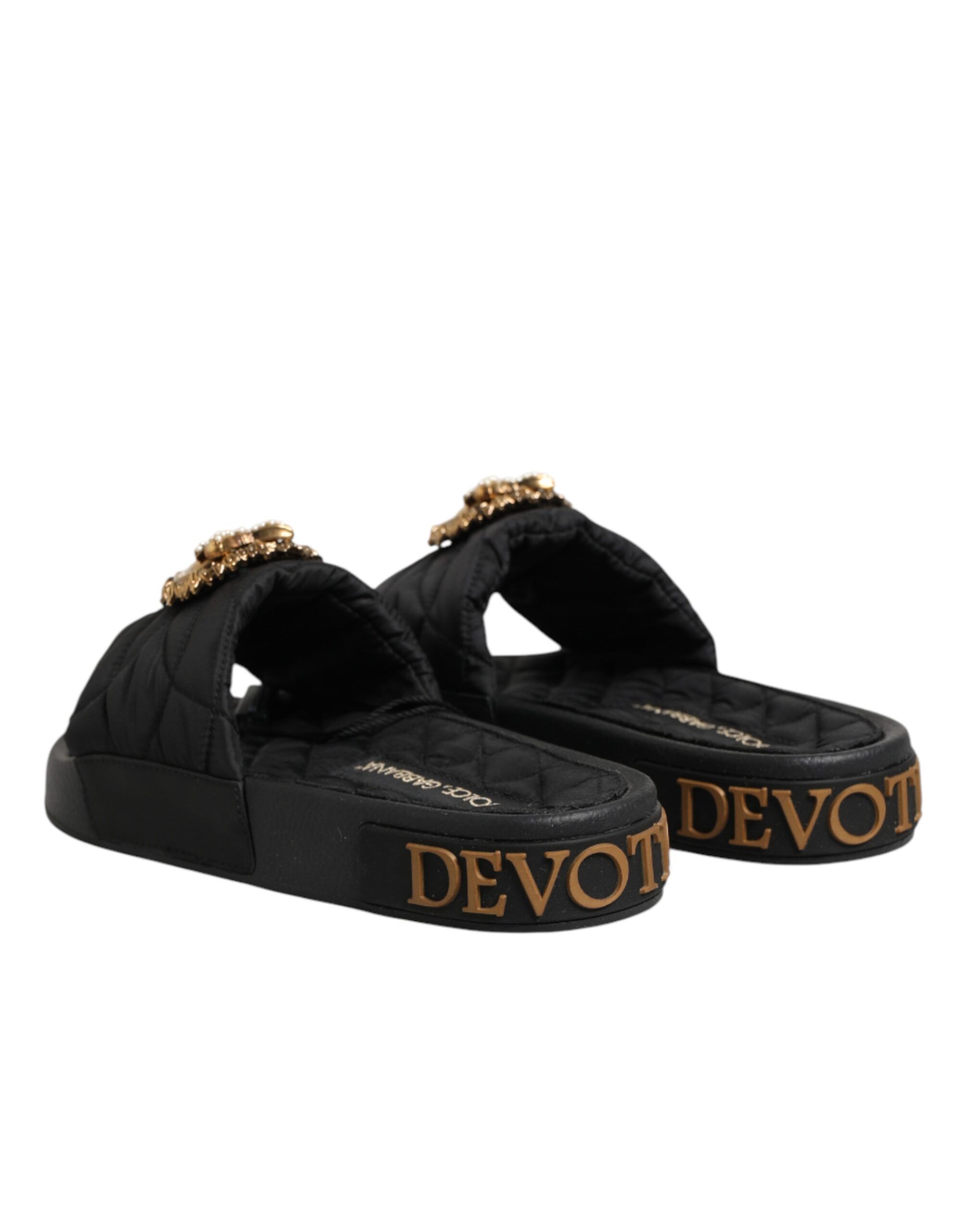 Devotion Matelassé Leather Slides Women's Shoes - Dolce & Gabbana - Modalova