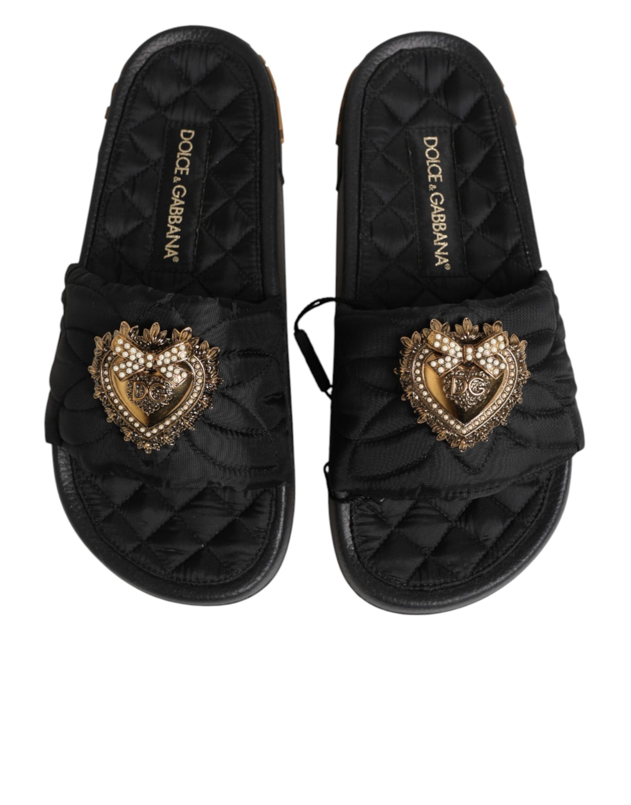 Devotion Matelassé Leather Slides Women's Shoes - Dolce & Gabbana - Modalova