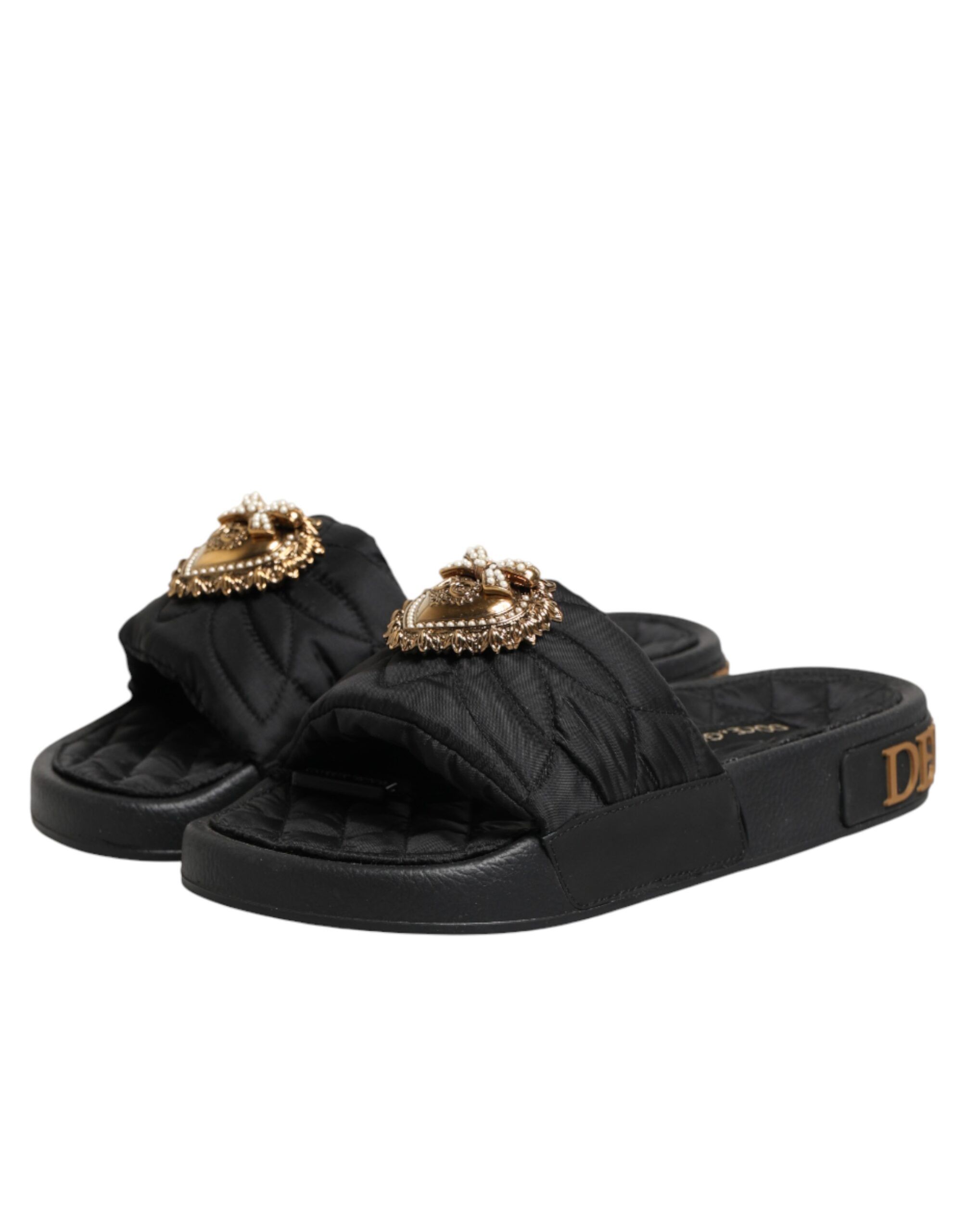 Devotion Matelassé Leather Slides Women's Shoes - Dolce & Gabbana - Modalova