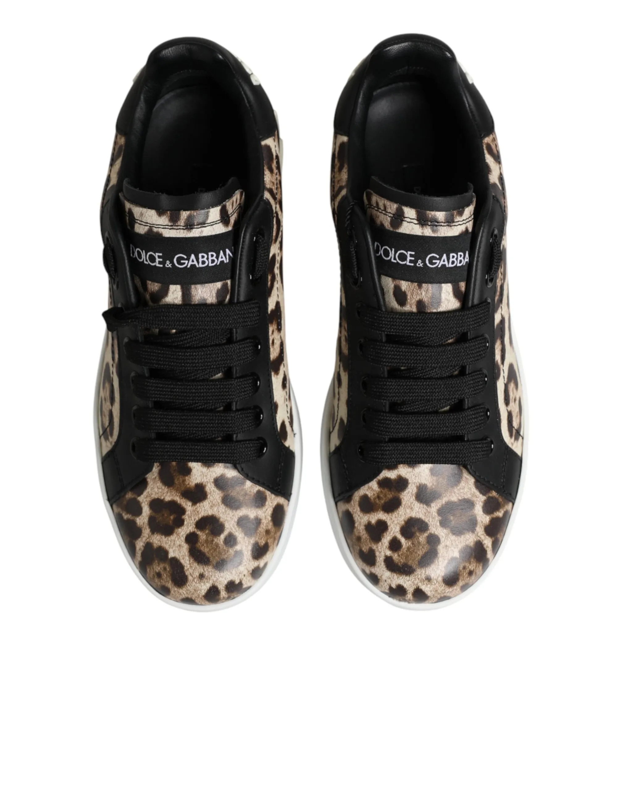 Leather Leopard Low Top Sneakers Women's Shoes - Dolce & Gabbana - Modalova