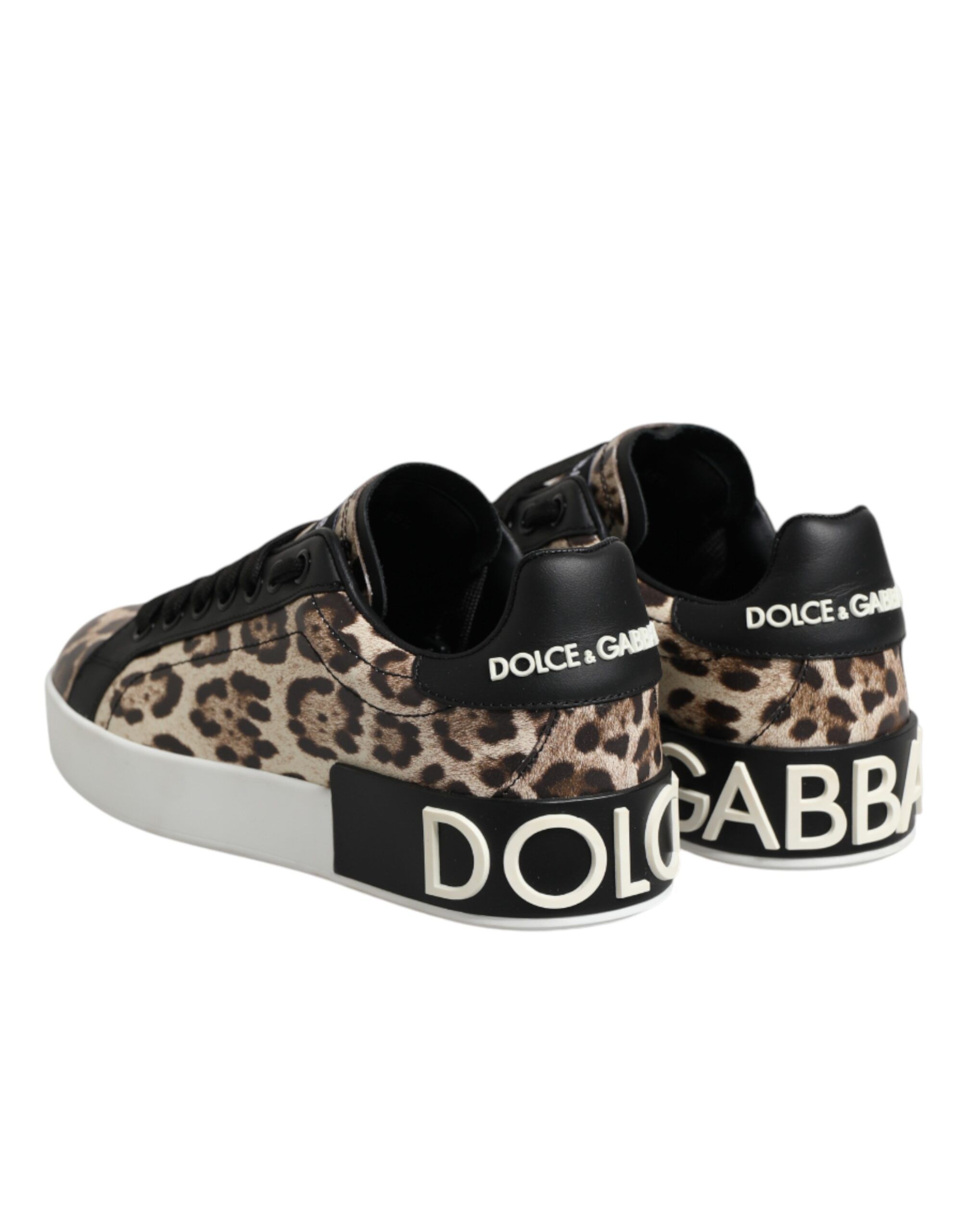 Leather Leopard Low Top Sneakers Women's Shoes - Dolce & Gabbana - Modalova