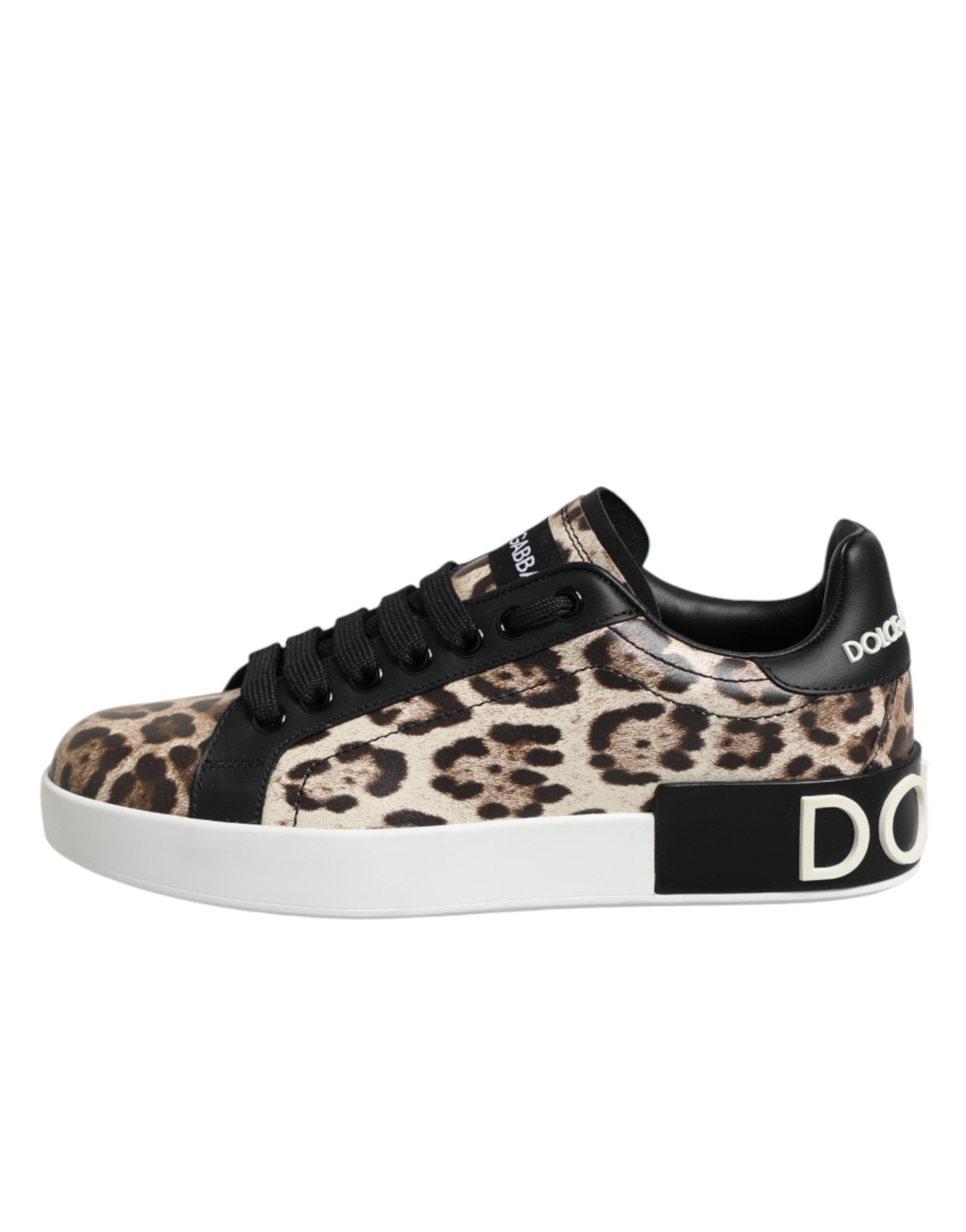 Leather Leopard Low Top Sneakers Women's Shoes - Dolce & Gabbana - Modalova