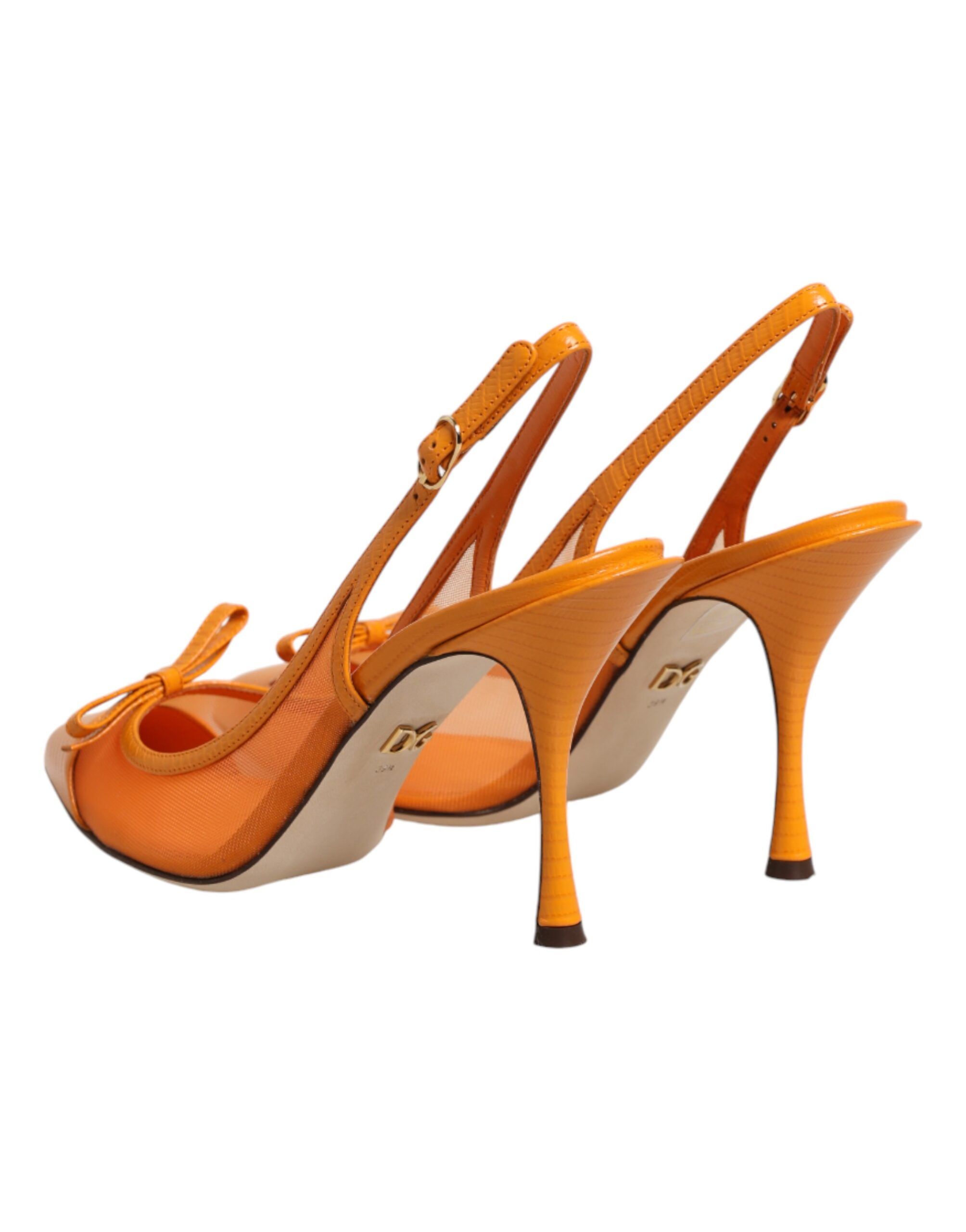 Leather Mesh Heels Slingback Women's Shoes - Dolce & Gabbana - Modalova