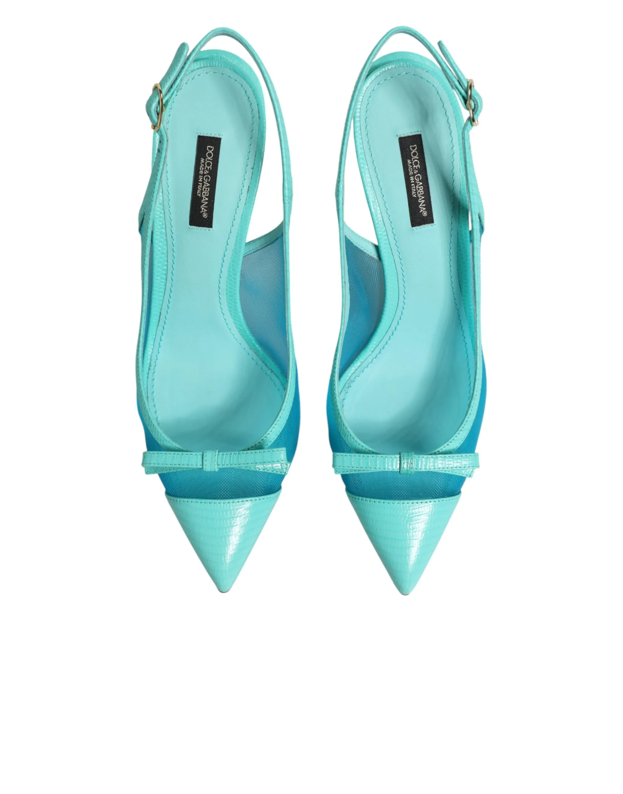 Blue Leather Mesh Heels Slingback Women's Shoes - Dolce & Gabbana - Modalova
