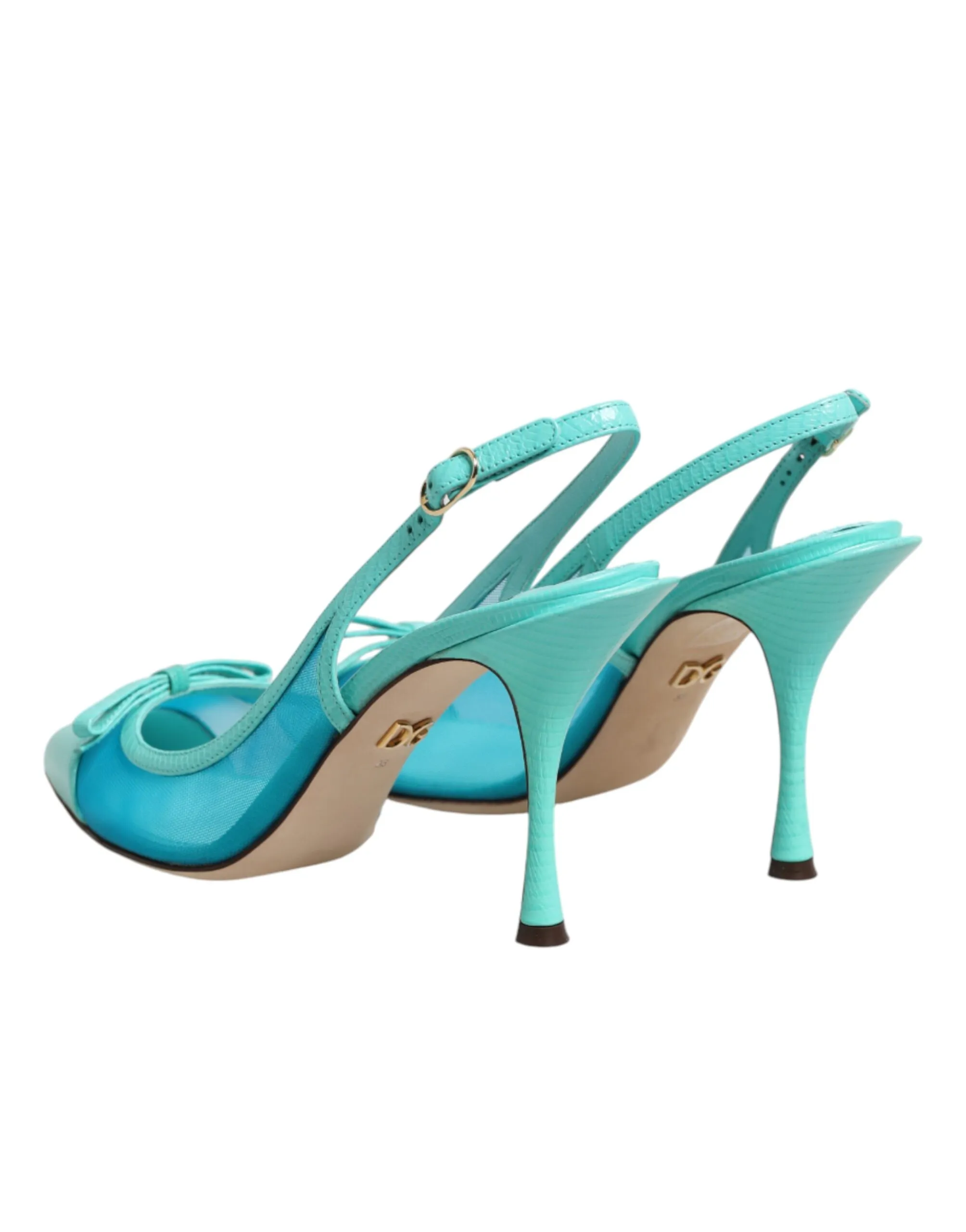 Blue Leather Mesh Heels Slingback Women's Shoes - Dolce & Gabbana - Modalova