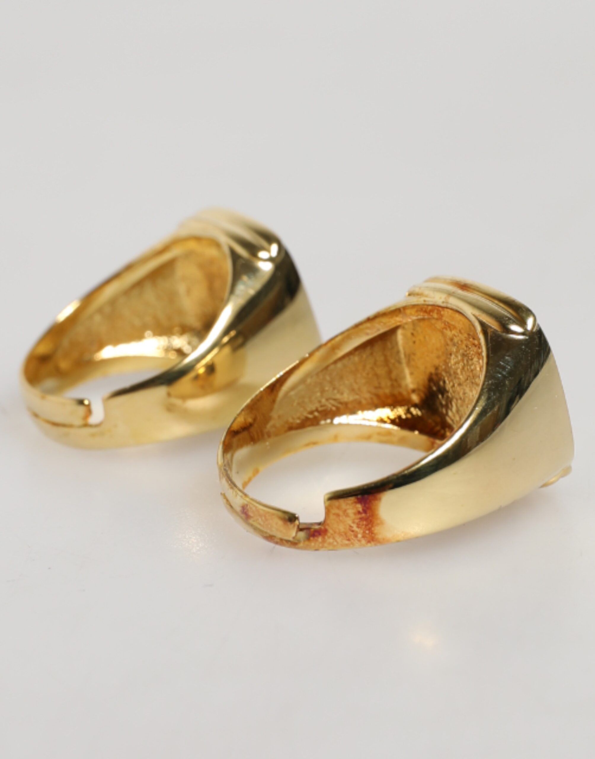 Gold-Tone Real Brass Black Enamel "DG" Adjustable Men's Rings - Dolce & Gabbana - Modalova