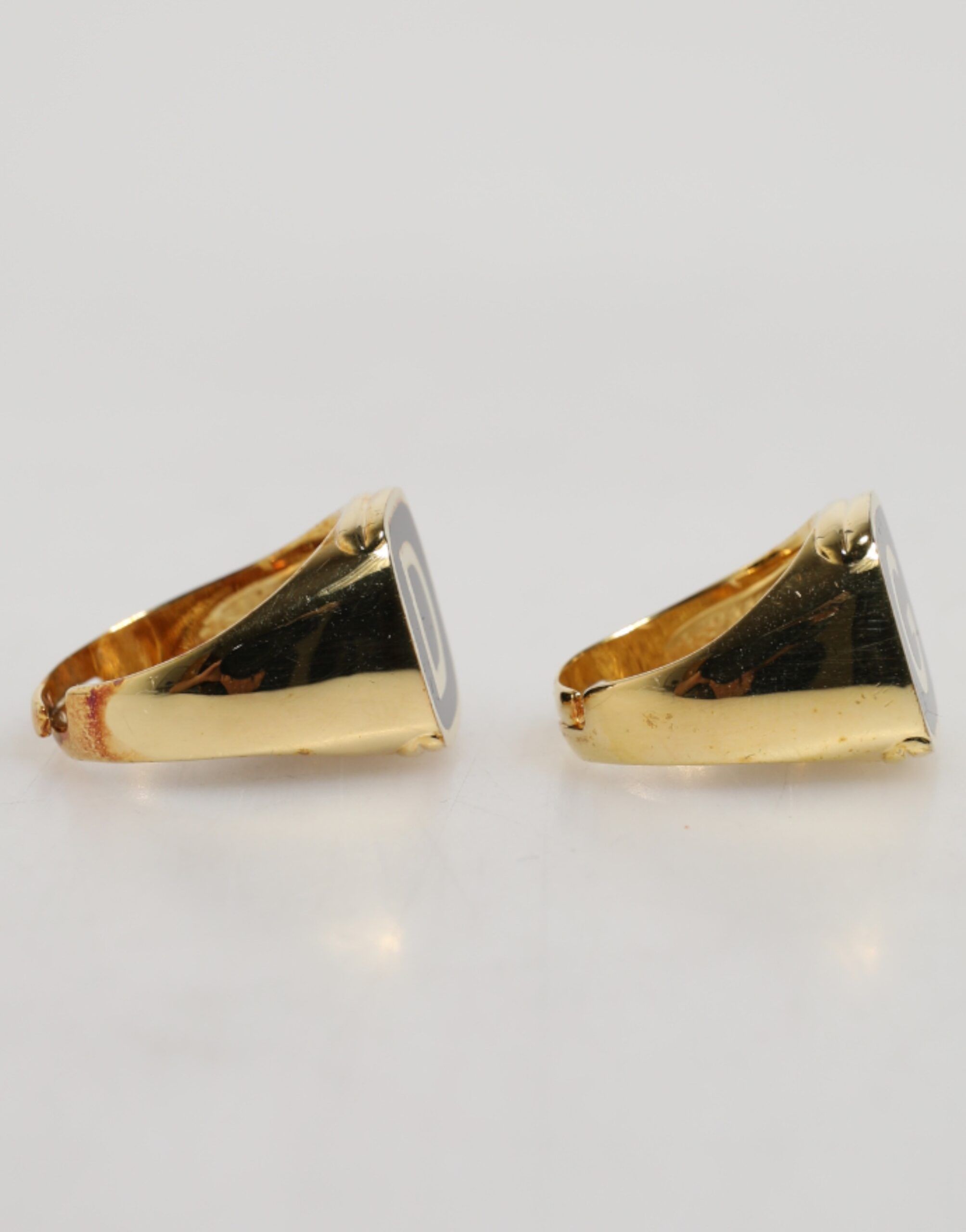 Gold-Tone Real Brass Black Enamel "DG" Adjustable Men's Rings - Dolce & Gabbana - Modalova