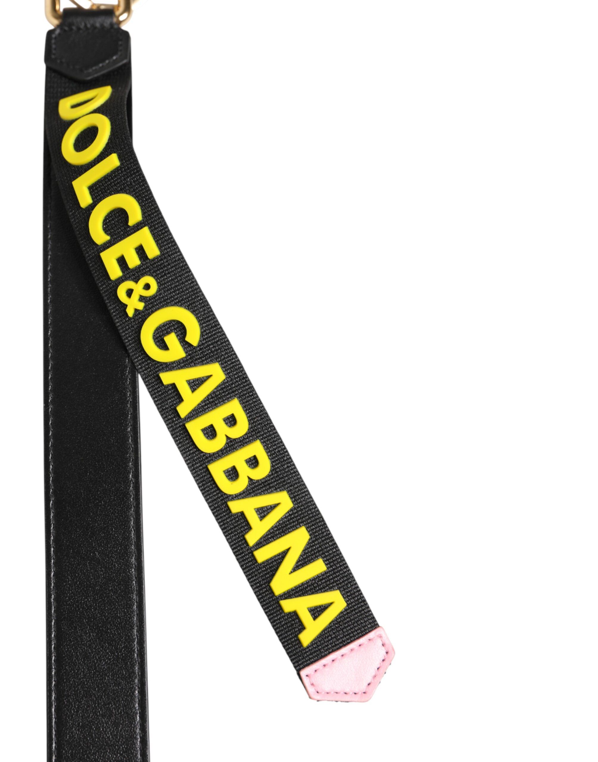Yellow Logo Letaher Brass Holder Keychain Keyring - Dolce & Gabbana - Modalova