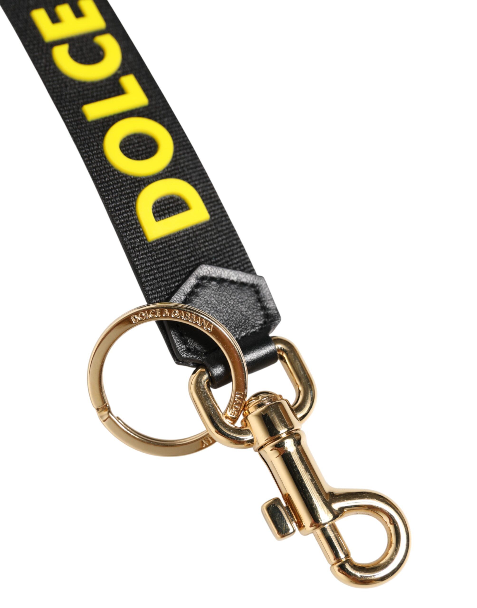 Yellow Logo Letaher Brass Holder Keychain Keyring - Dolce & Gabbana - Modalova