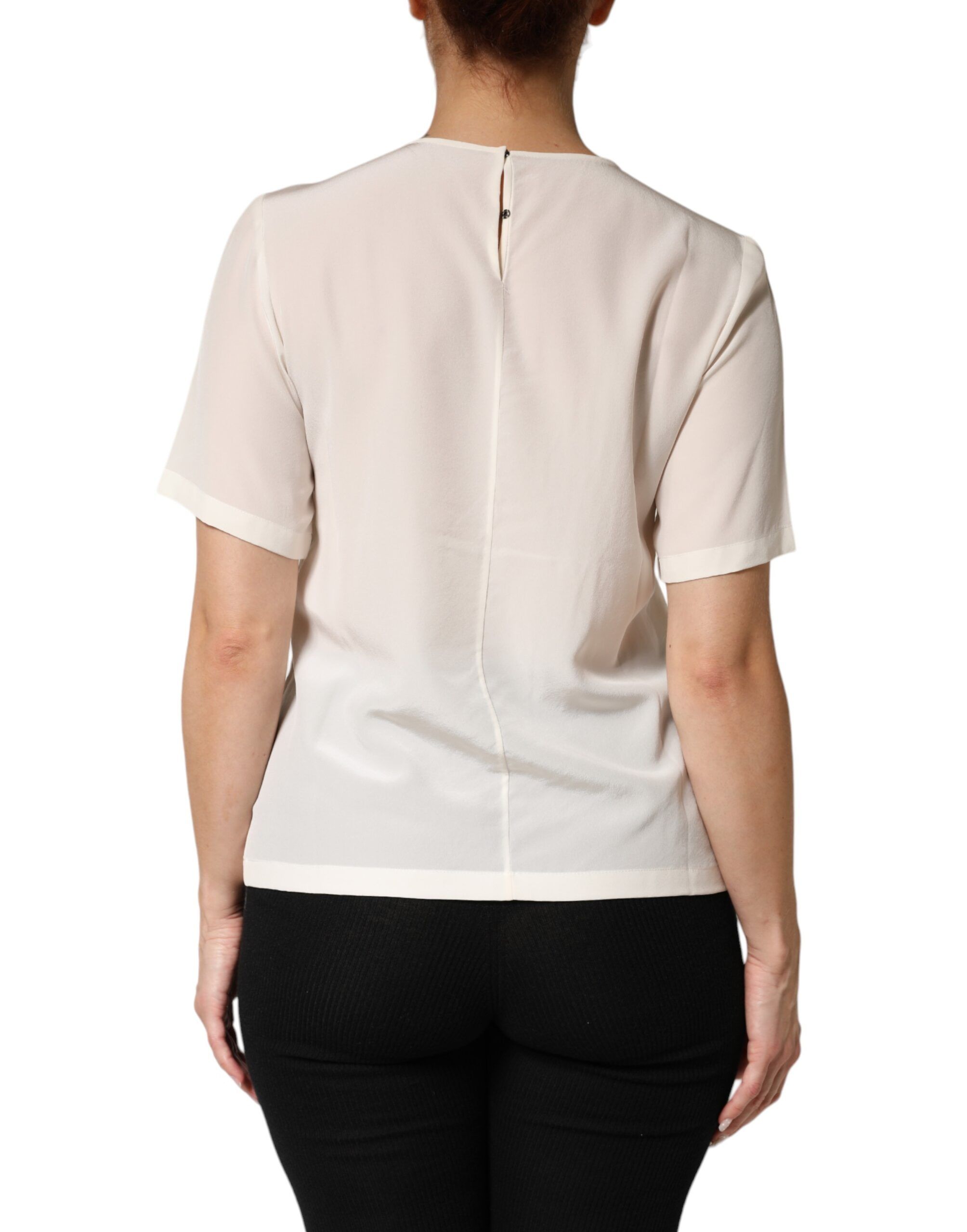 Silk Silhouette Detail Short Sleeve Women's Top - Dolce & Gabbana - Modalova
