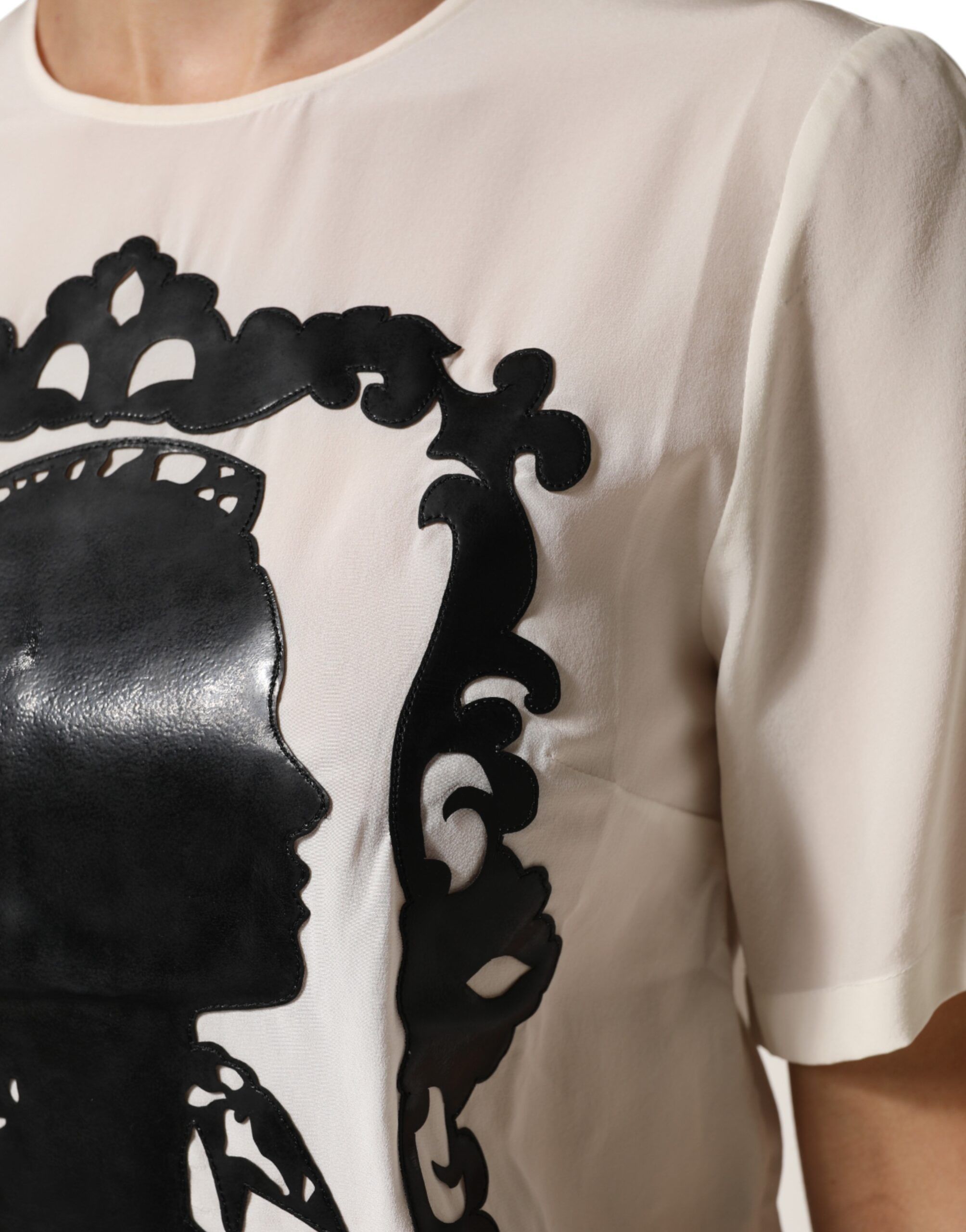 Silk Silhouette Detail Short Sleeve Women's Top - Dolce & Gabbana - Modalova