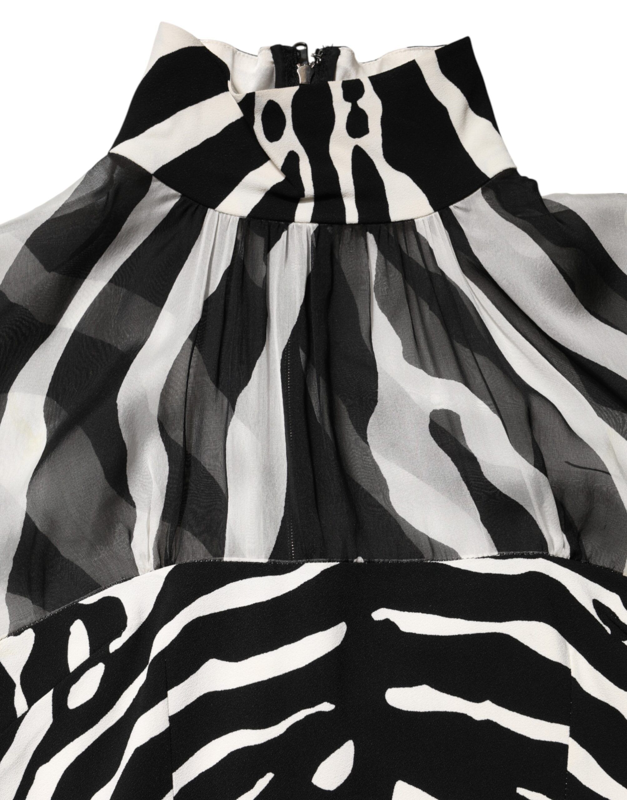 Zebra Print Chiffon Paneled Crop Blouse Women's Top (Pre-Owned) - Dolce & Gabbana - Modalova