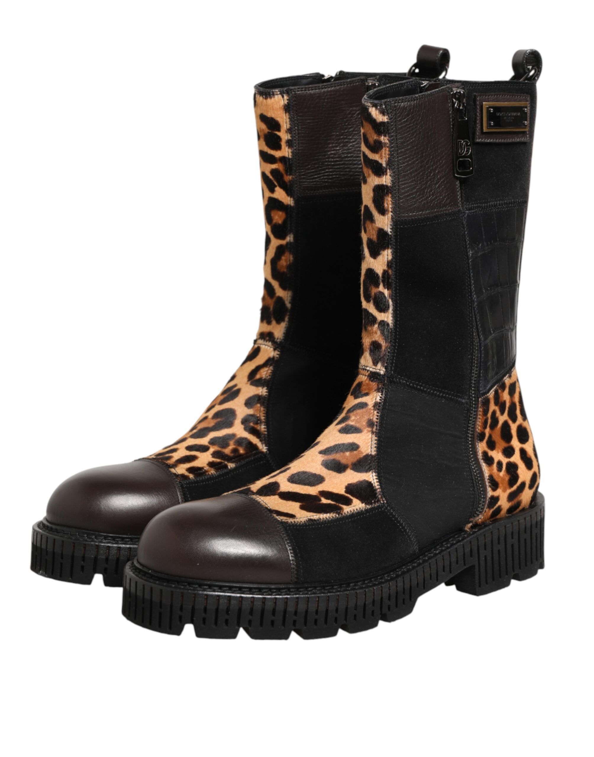 Leopard Mid Calf Boots Men's Shoes - Dolce & Gabbana - Modalova