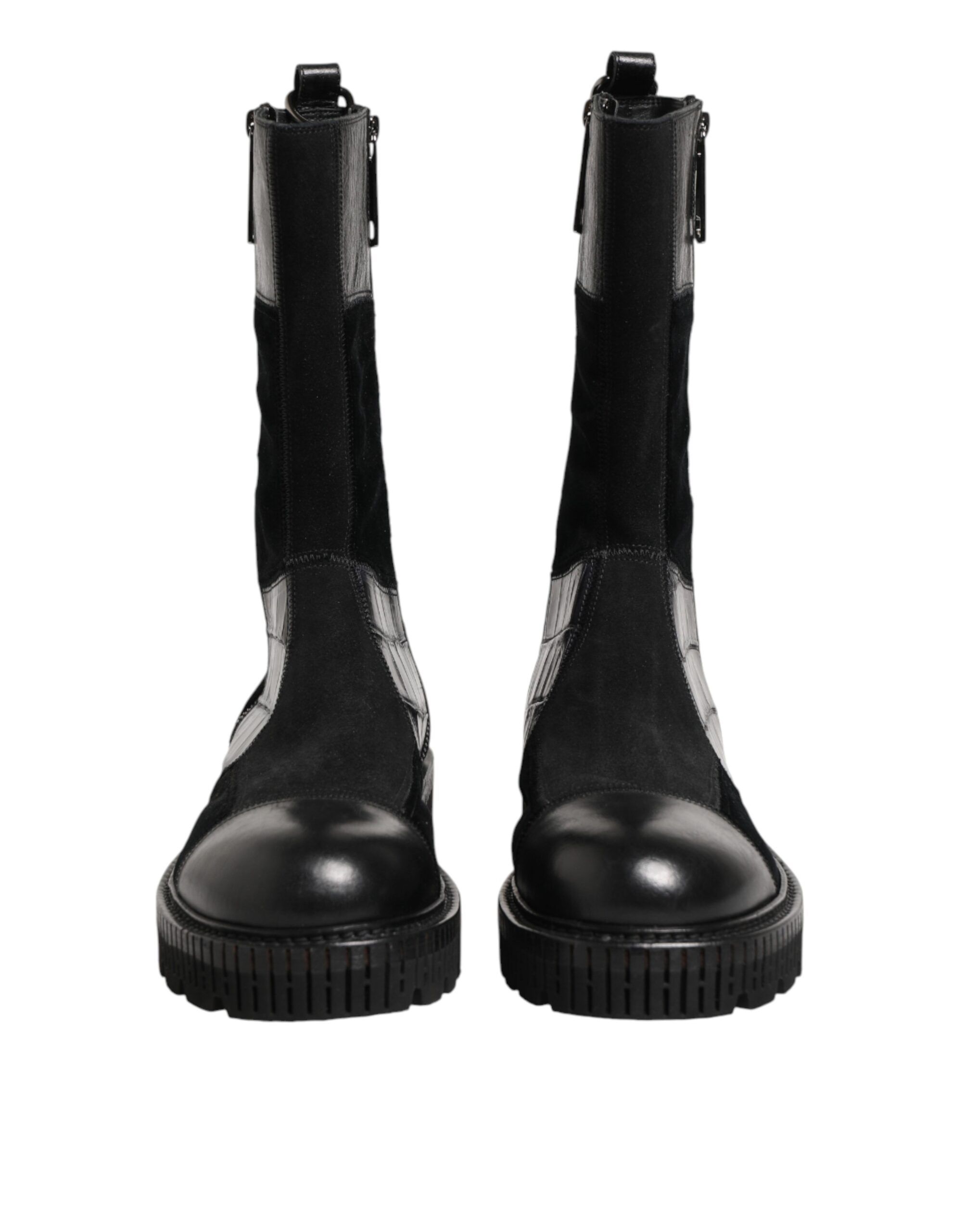 Patchwork Leather Mid Calf Boot Men's Shoes - Dolce & Gabbana - Modalova