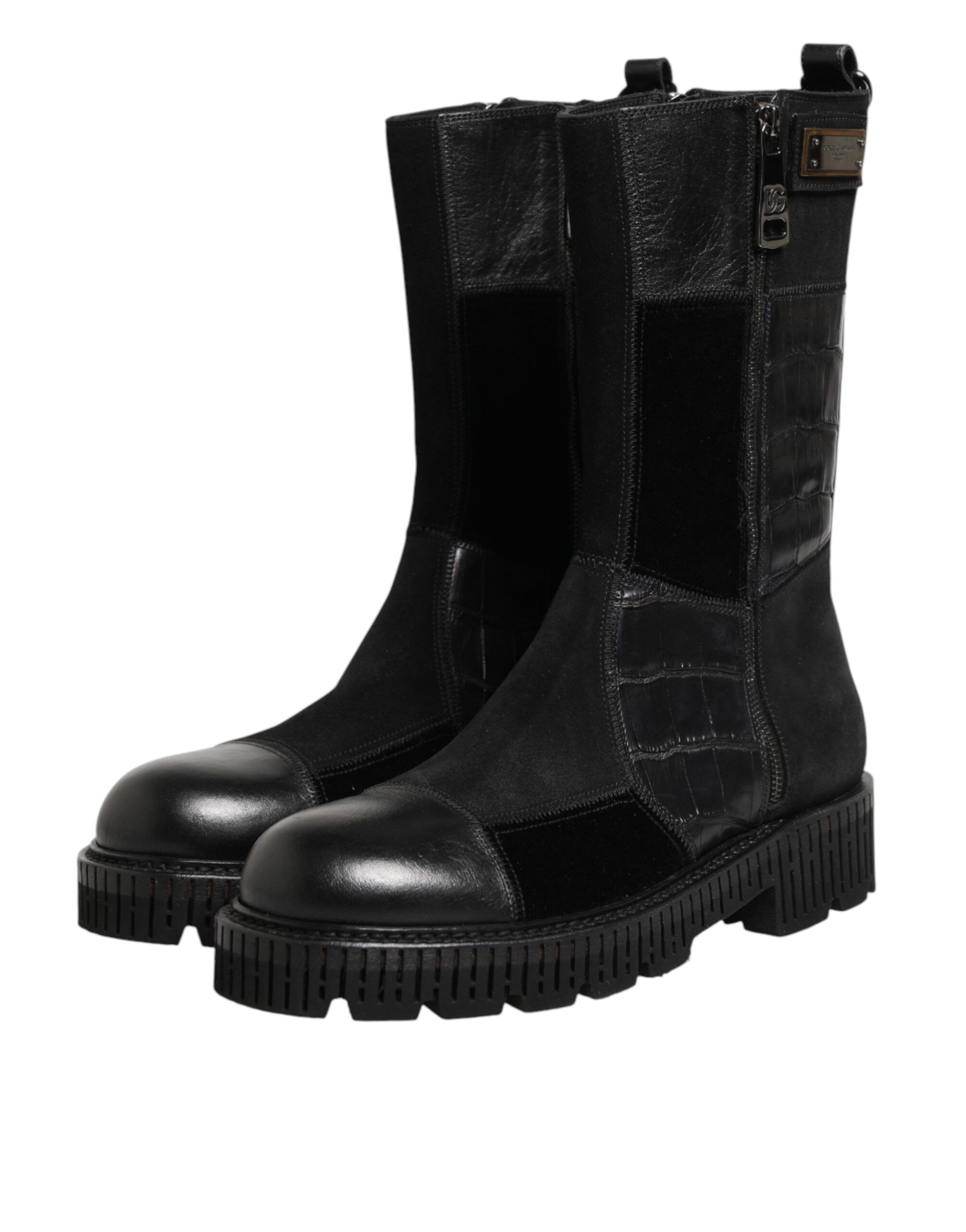 Patchwork Leather Mid Calf Boot Men's Shoes - Dolce & Gabbana - Modalova