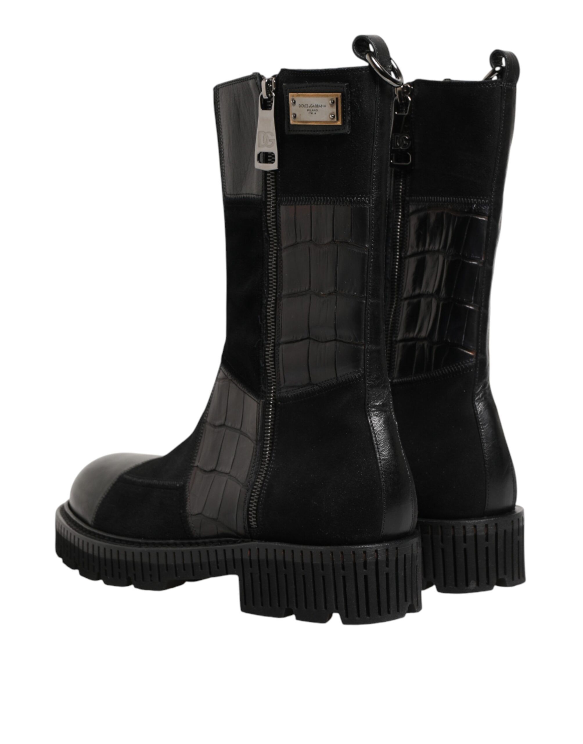 Patchwork Leather Mid Calf Boot Men's Shoes - Dolce & Gabbana - Modalova