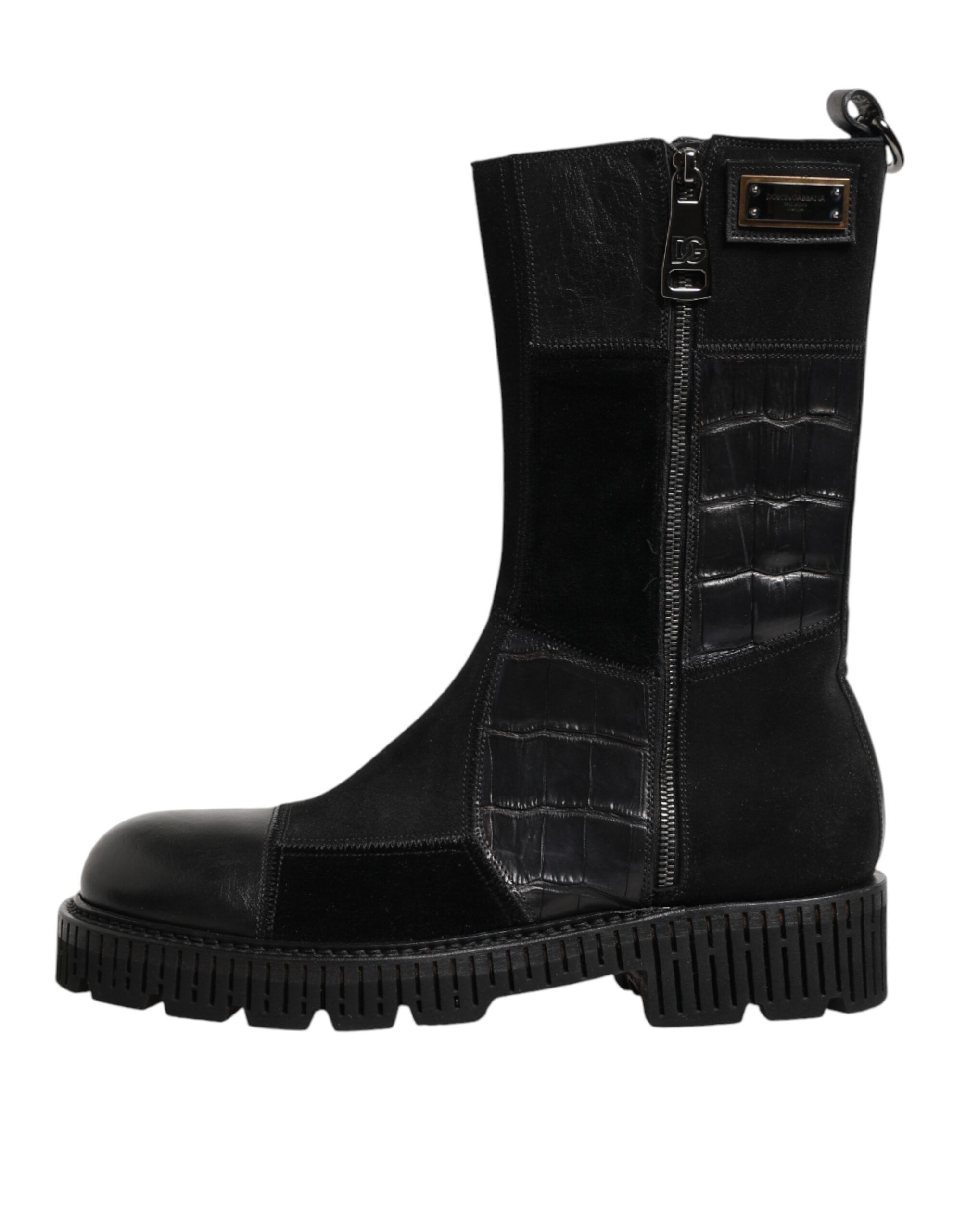 Patchwork Leather Mid Calf Boot Men's Shoes - Dolce & Gabbana - Modalova