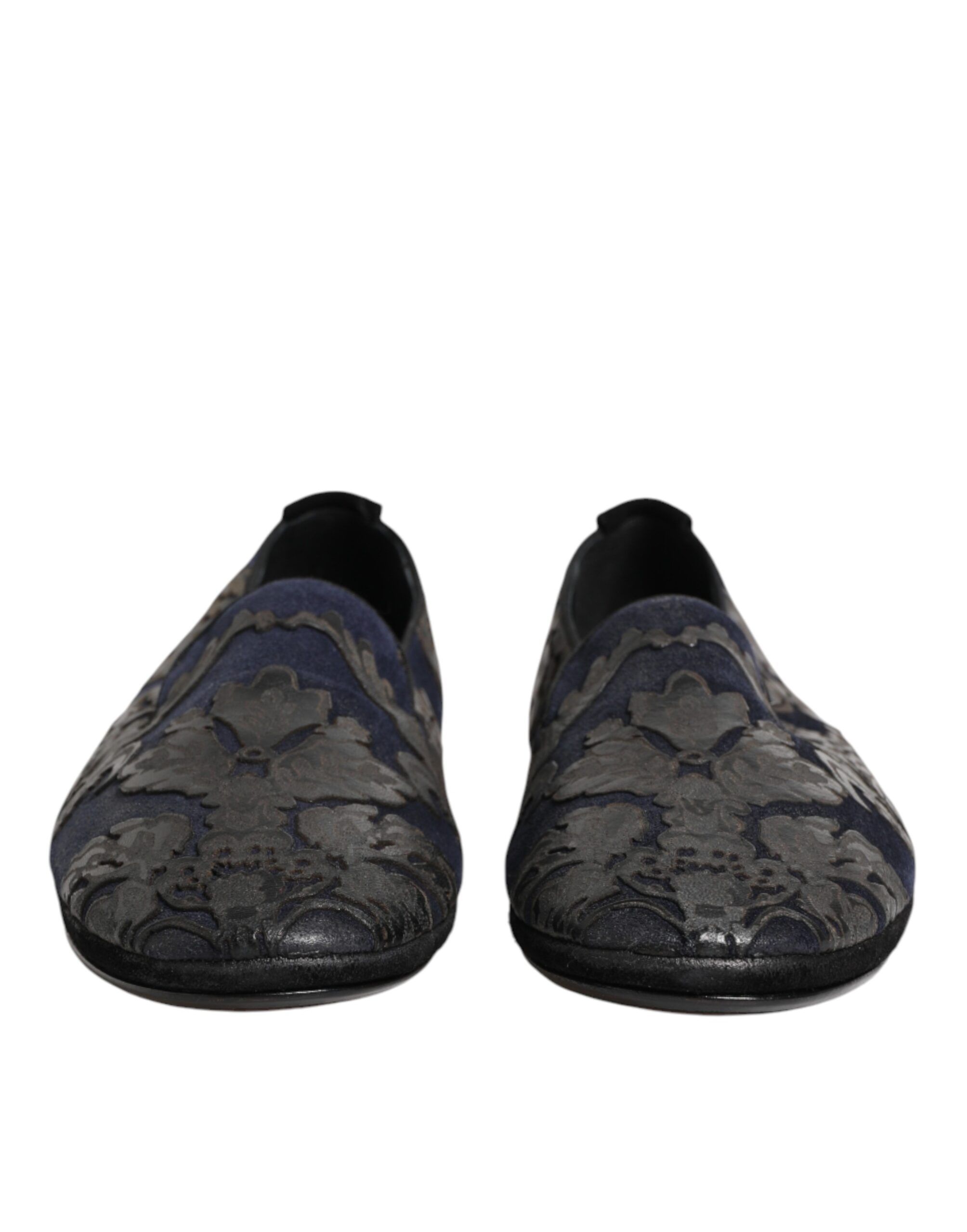 Black Jacquard Leather Slip On Loafers Men's Shoes - Dolce & Gabbana - Modalova