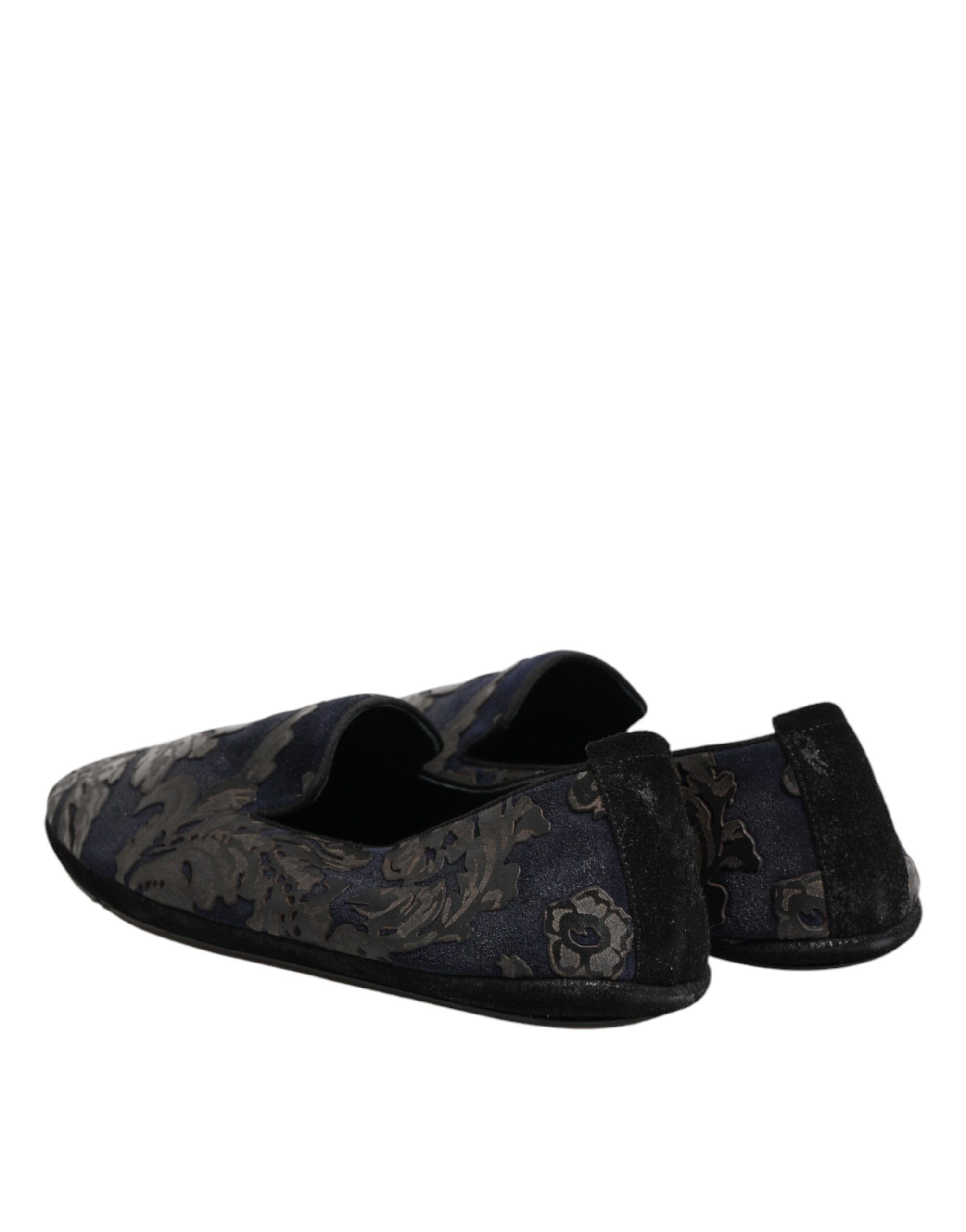 Black Jacquard Leather Slip On Loafers Men's Shoes - Dolce & Gabbana - Modalova