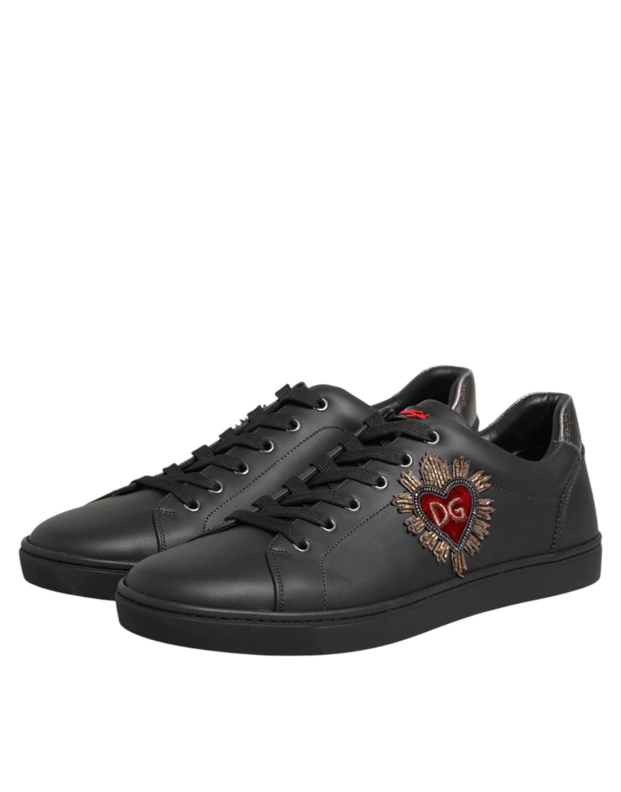Leather Heart Embellished Sneakers Men's Shoes - Dolce & Gabbana - Modalova