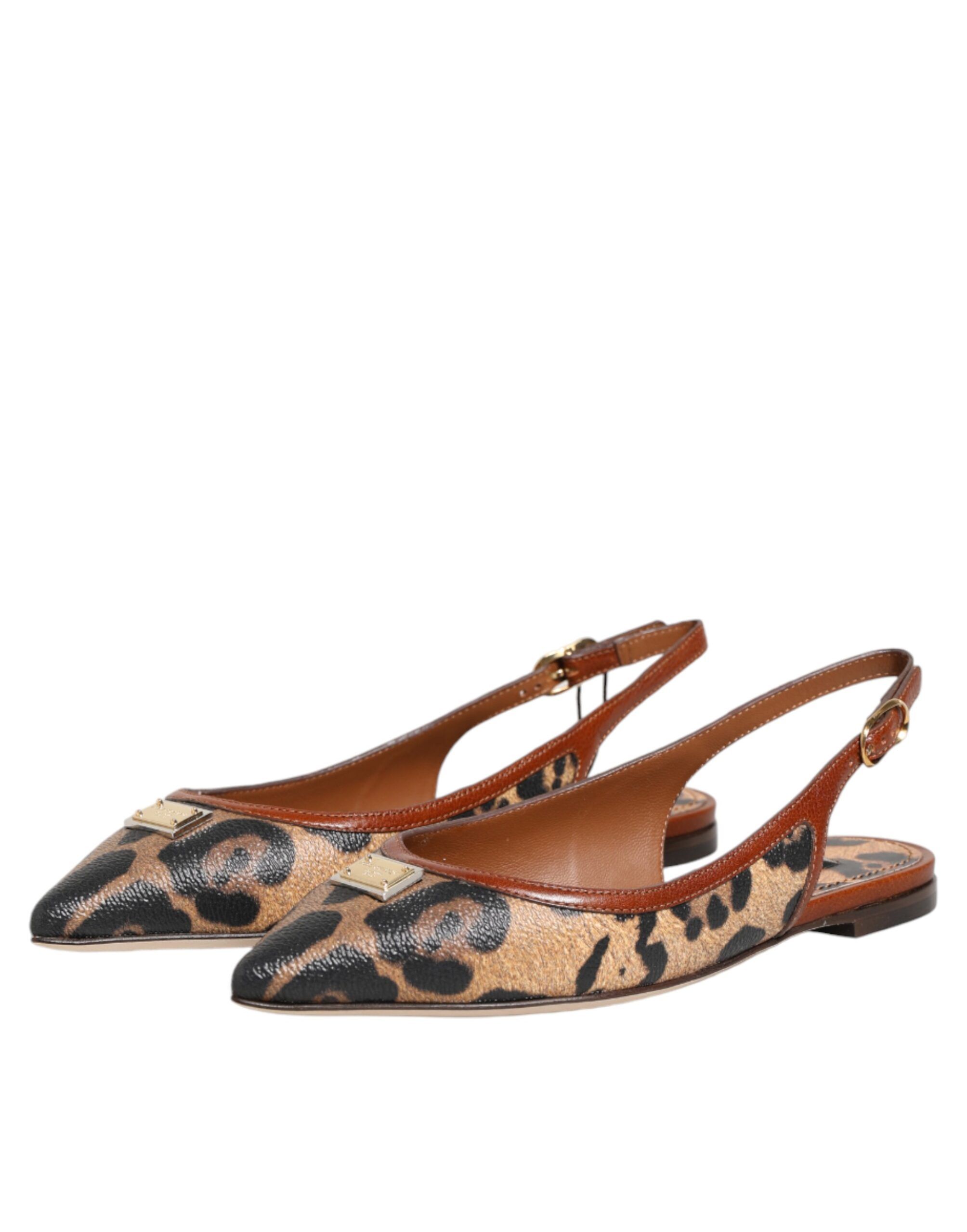 Leopard Slingback Flats Sandals Women's Shoes - Dolce & Gabbana - Modalova