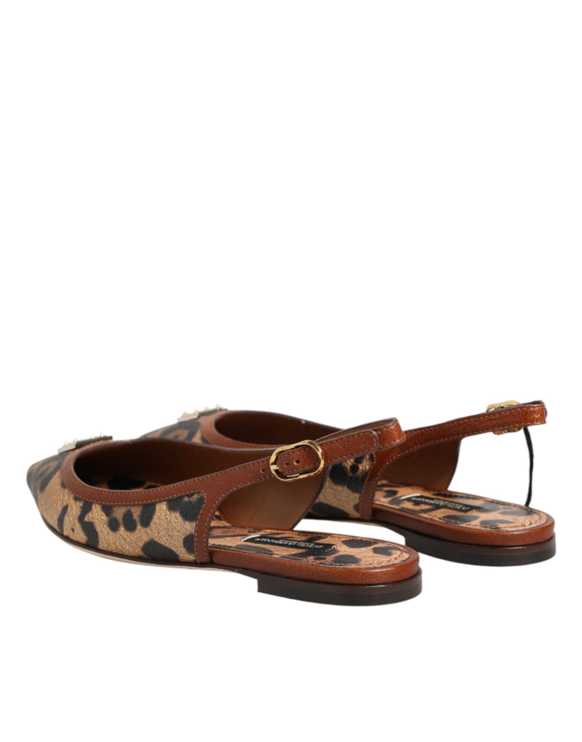 Leopard Slingback Flats Sandals Women's Shoes - Dolce & Gabbana - Modalova