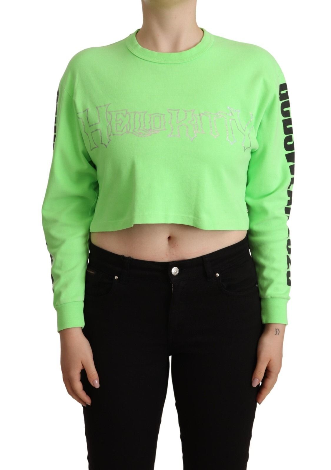 Mint Printed Long Sleeves Cropped Top Women's Sweater - GCDS - Modalova