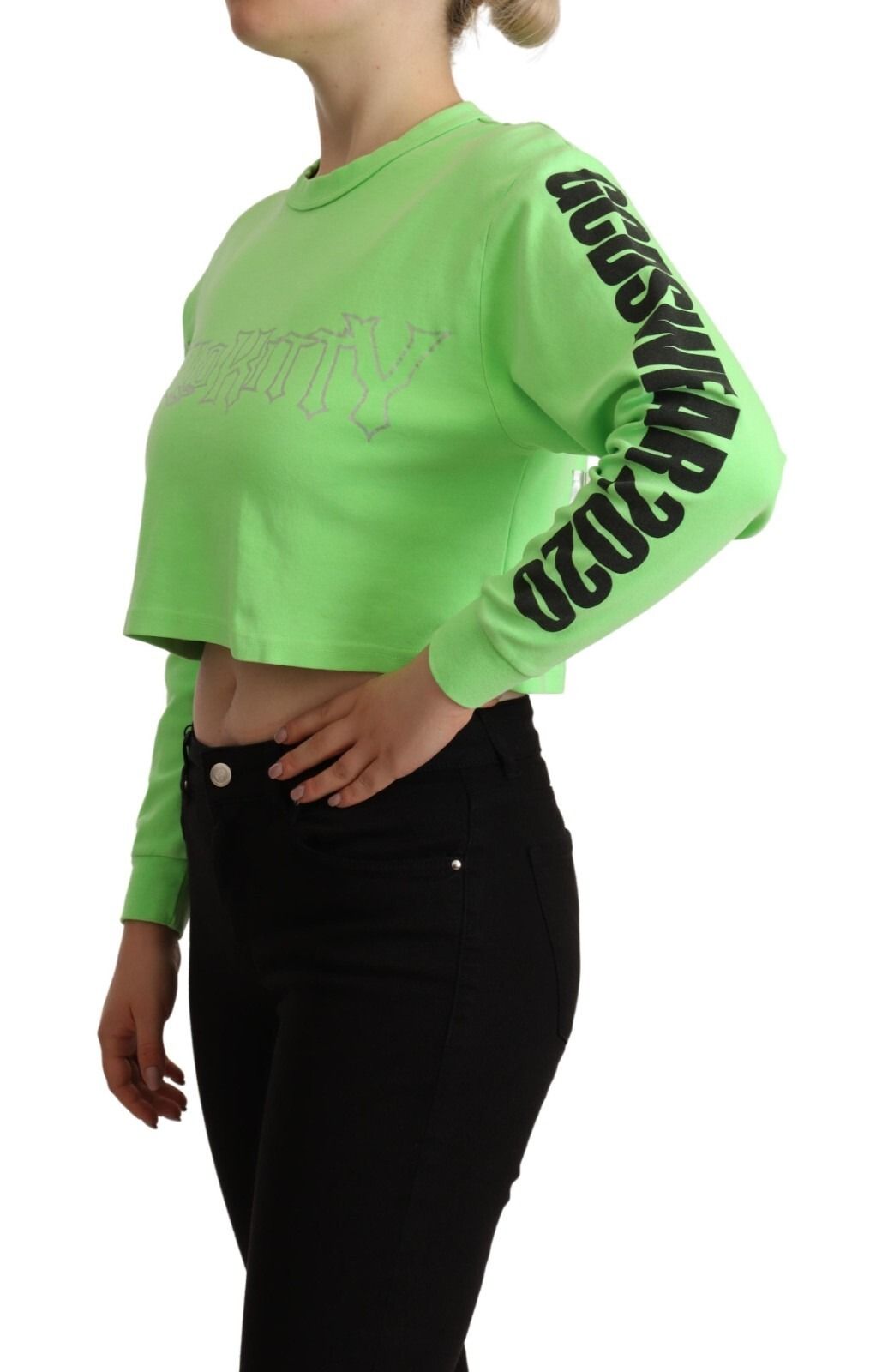 Mint Printed Long Sleeves Cropped Top Women's Sweater - GCDS - Modalova