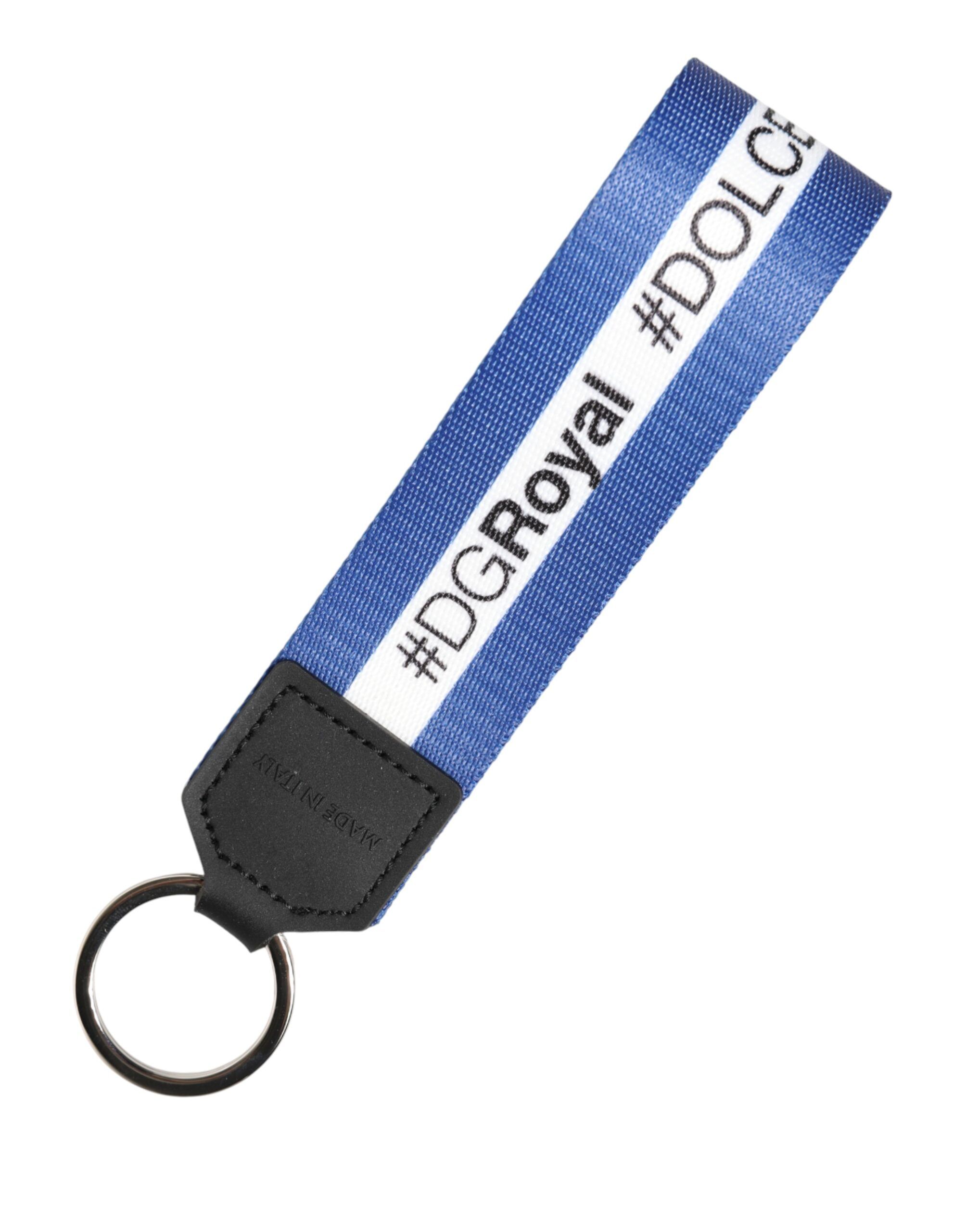 White Blue Logo Polyester PVC Holder Keychain Keyring - Dolce & Gabbana - Modalova