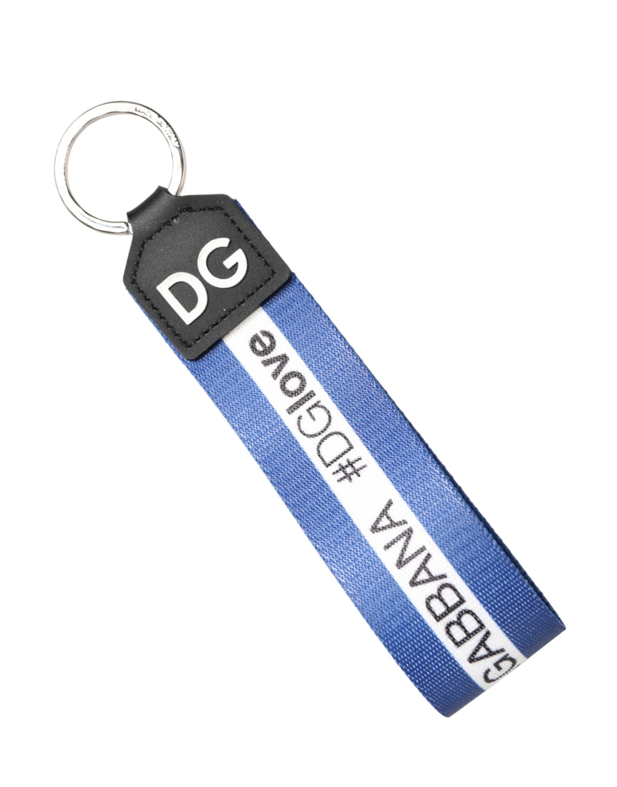 White Blue Logo Polyester PVC Holder Keychain Keyring - Dolce & Gabbana - Modalova
