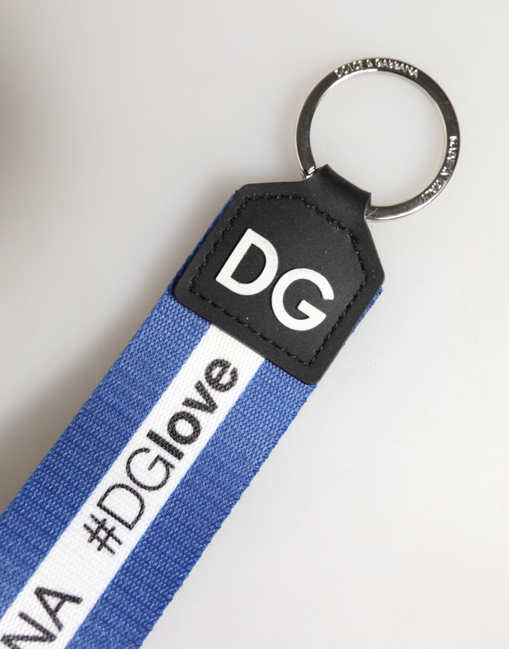 White Blue Logo Polyester PVC Holder Keychain Keyring - Dolce & Gabbana - Modalova