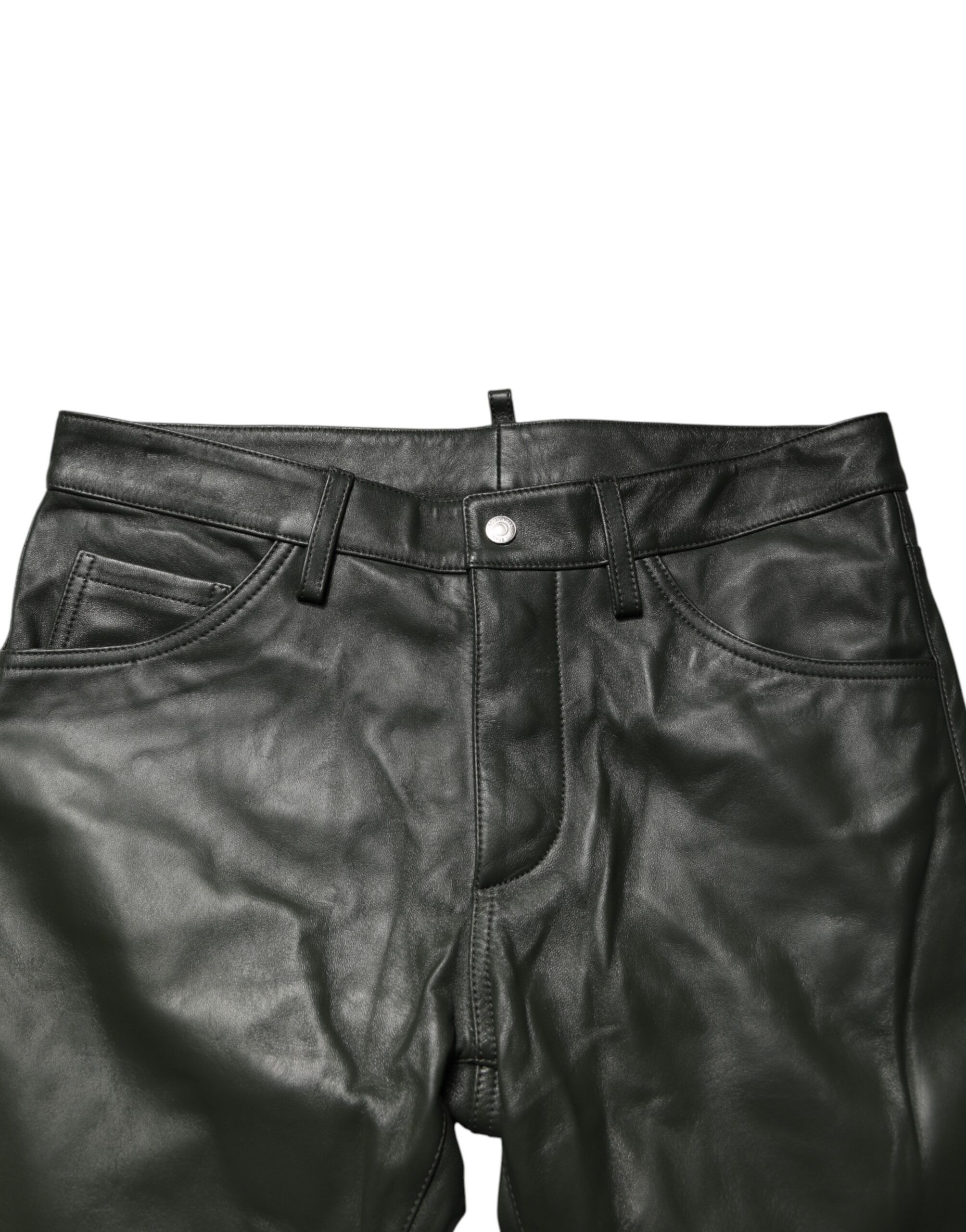 Full Grain Leather Mid Waist Trouser Men's Pants - Dsquared² - Modalova