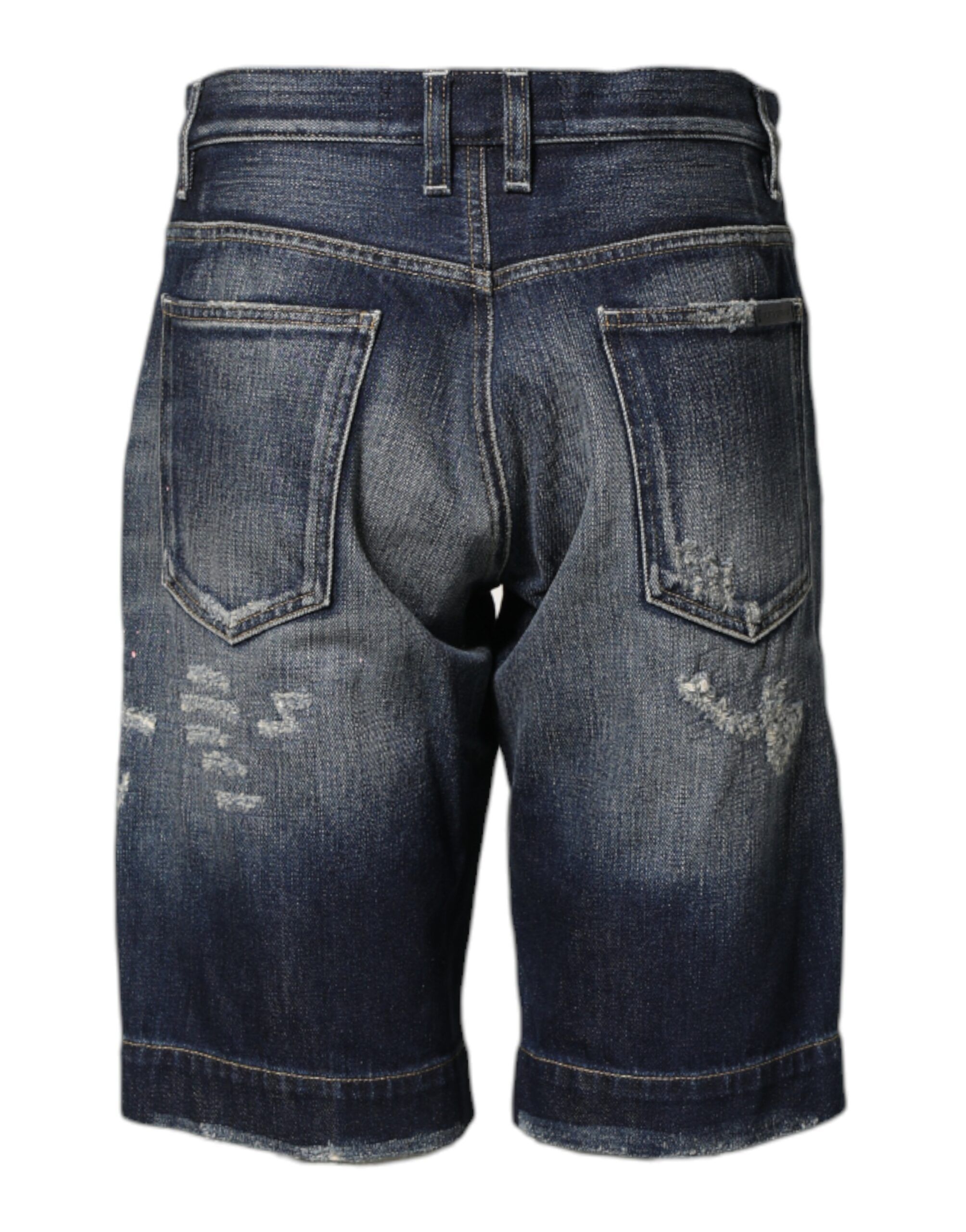 Cotton Distressed Denim Bermuda Men's Shorts - Dolce & Gabbana - Modalova