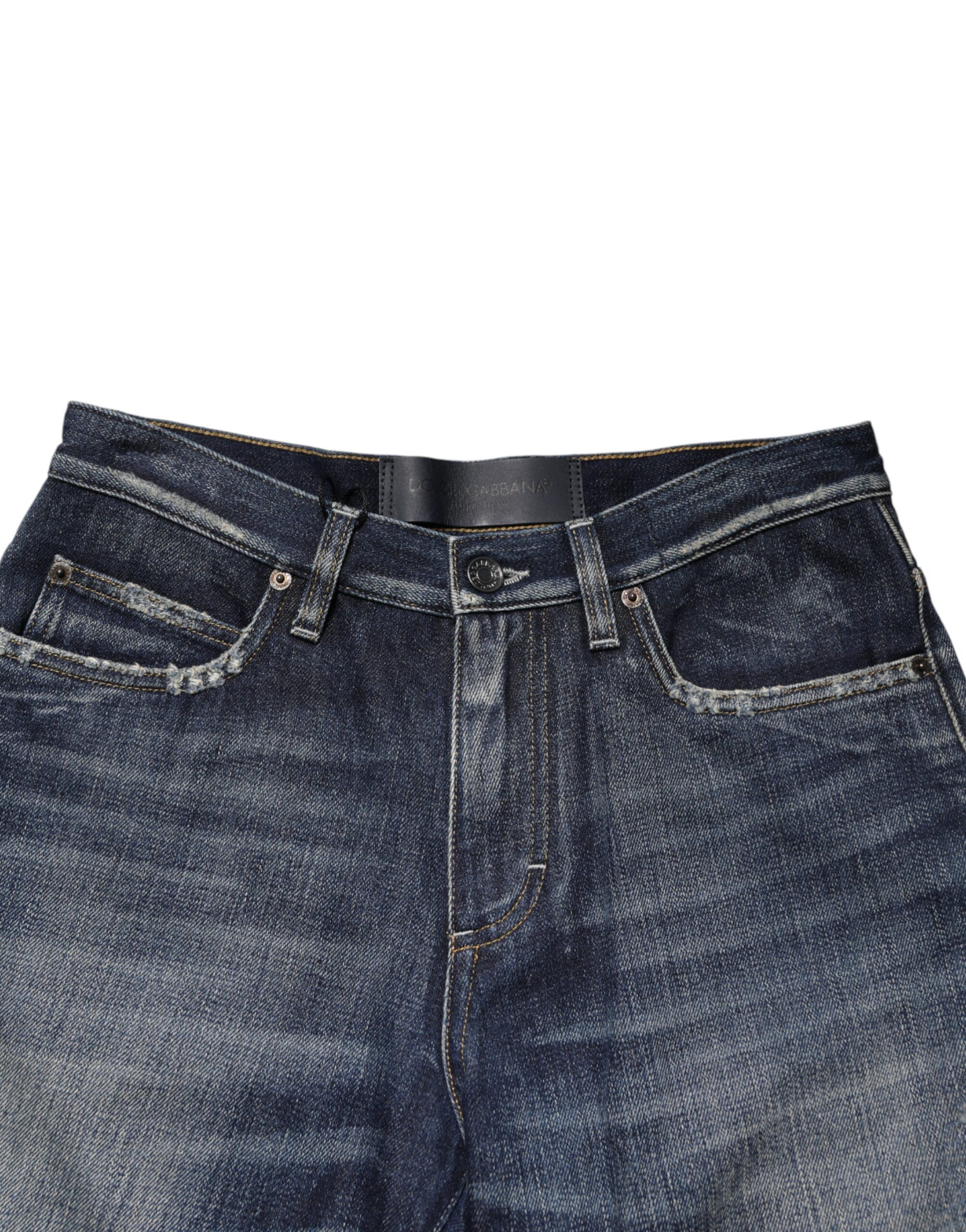 Cotton Distressed Denim Bermuda Men's Shorts - Dolce & Gabbana - Modalova