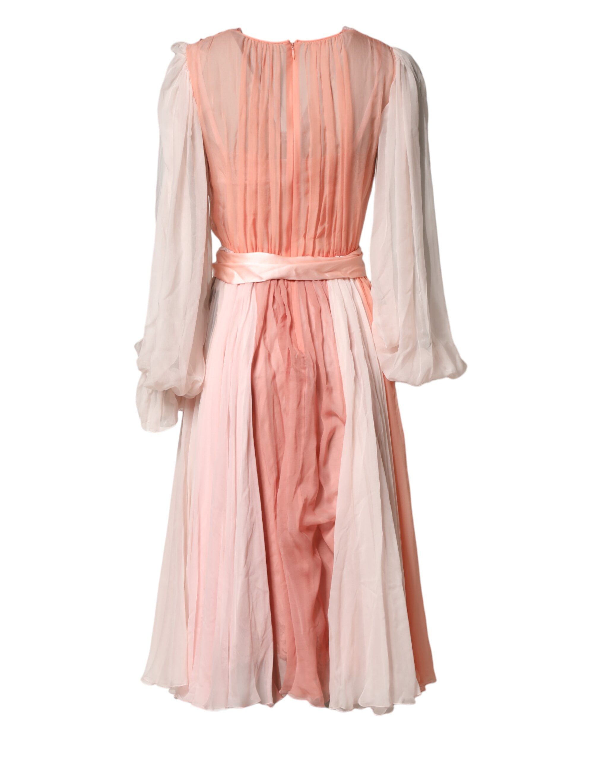 Silk Tulle Long Sleeve V-neck Women's Dress - Dolce & Gabbana - Modalova