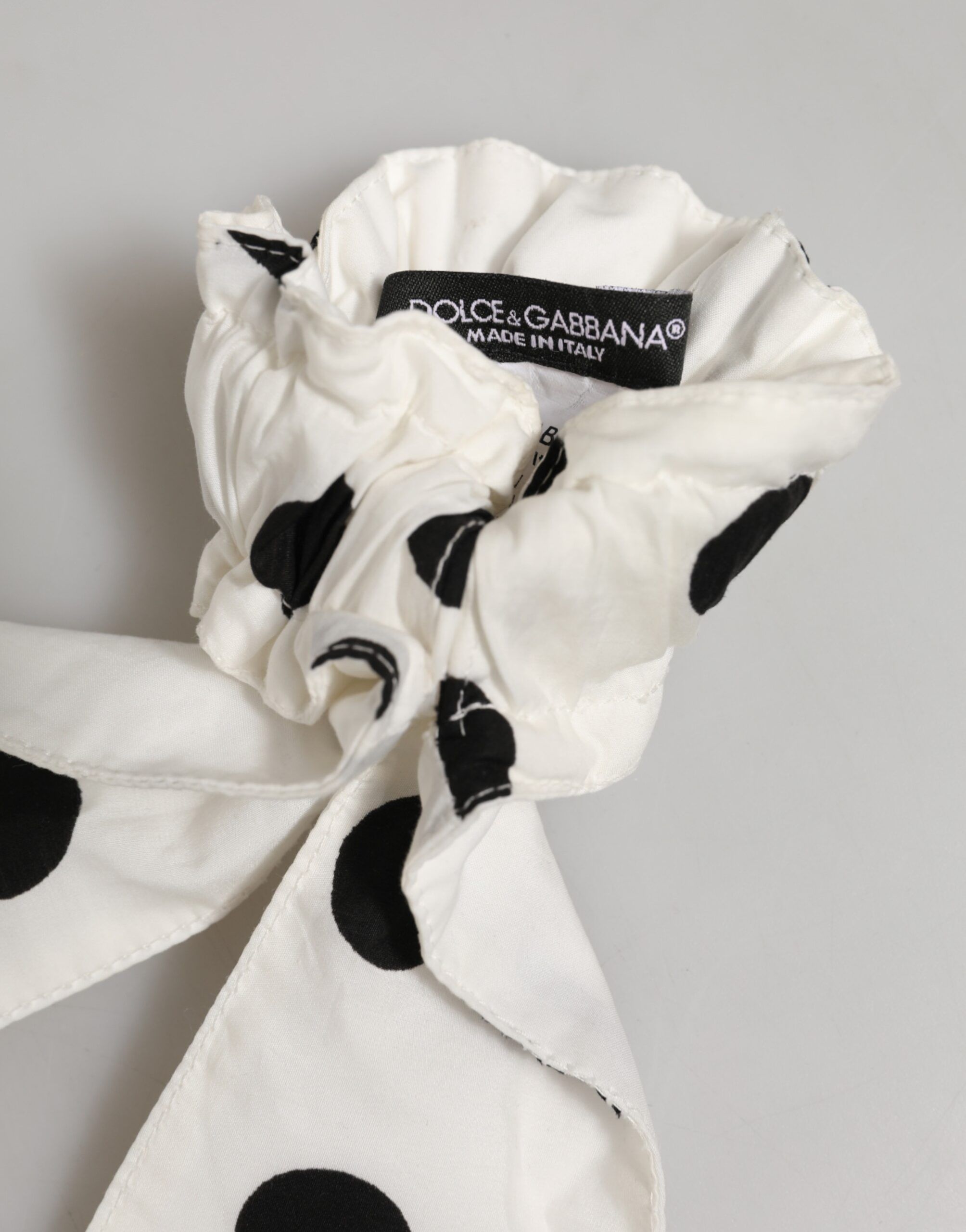 Scrunchie White Cotton Polka Dot Scarf Tie Accessory Women's Hair - Dolce & Gabbana - Modalova