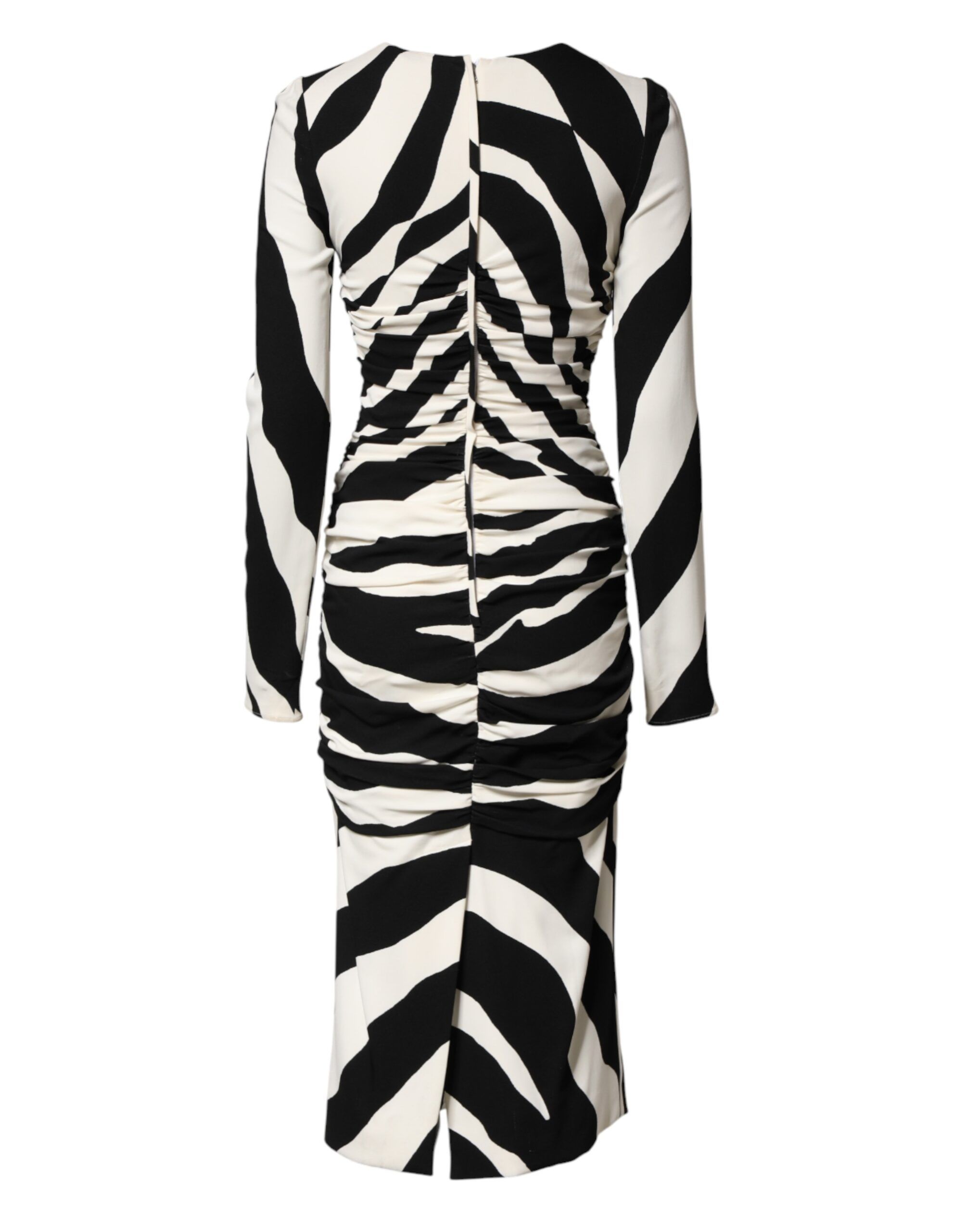 Black White Zebra Viscose Sheath Midi Women's Dress (Pre-Owned) - Dolce & Gabbana - Modalova