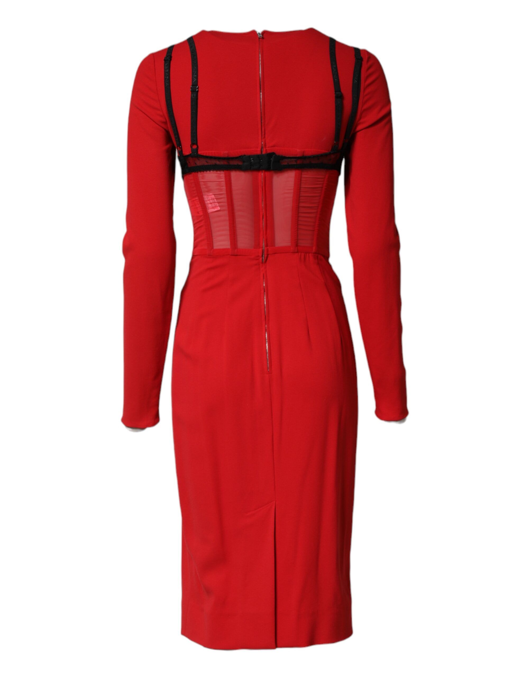 Black Red Contrasting Bra Cady Midi Women's Dress - Dolce & Gabbana - Modalova