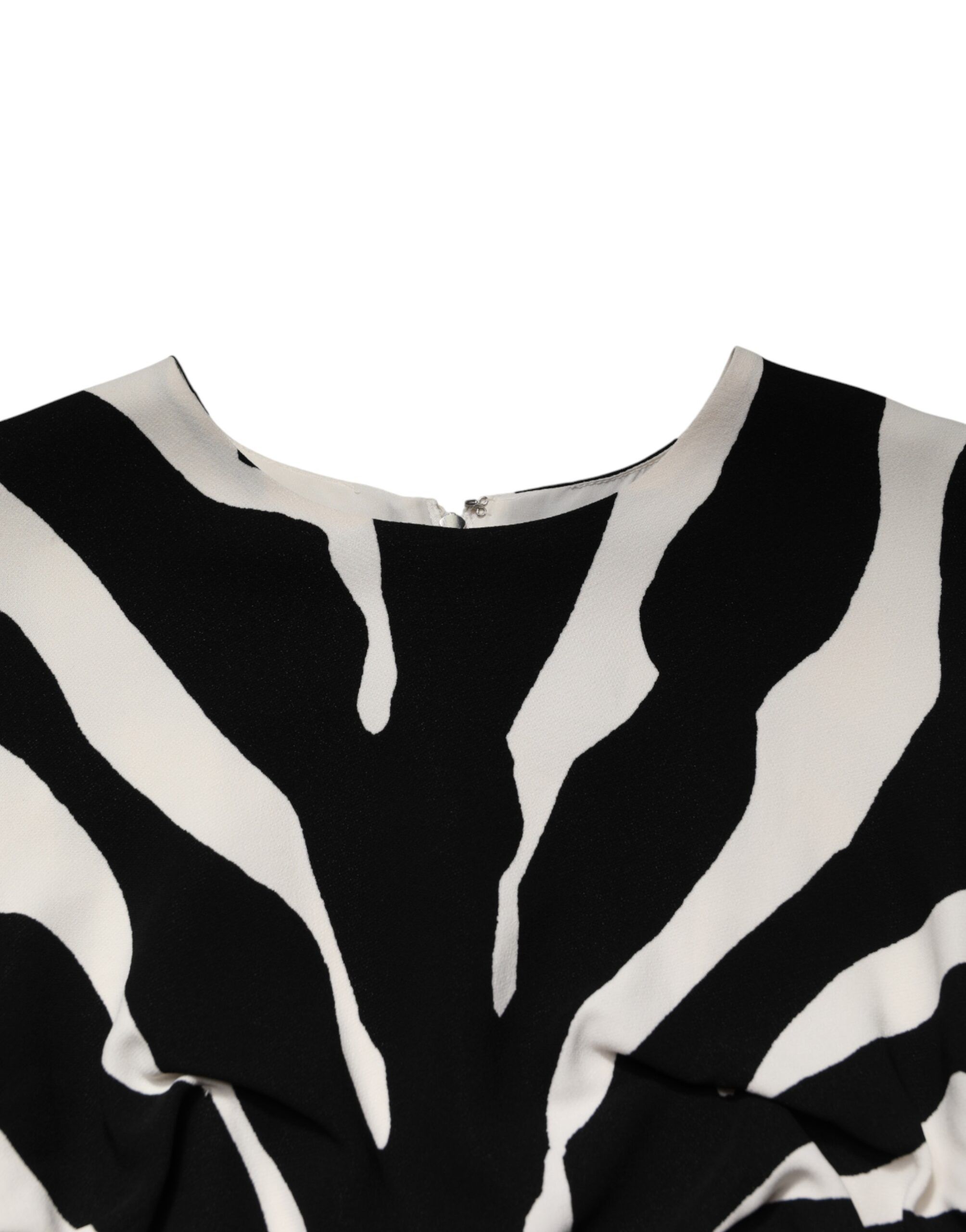 Black White Zebra Viscose Sheath Midi Women's Dress - Dolce & Gabbana - Modalova