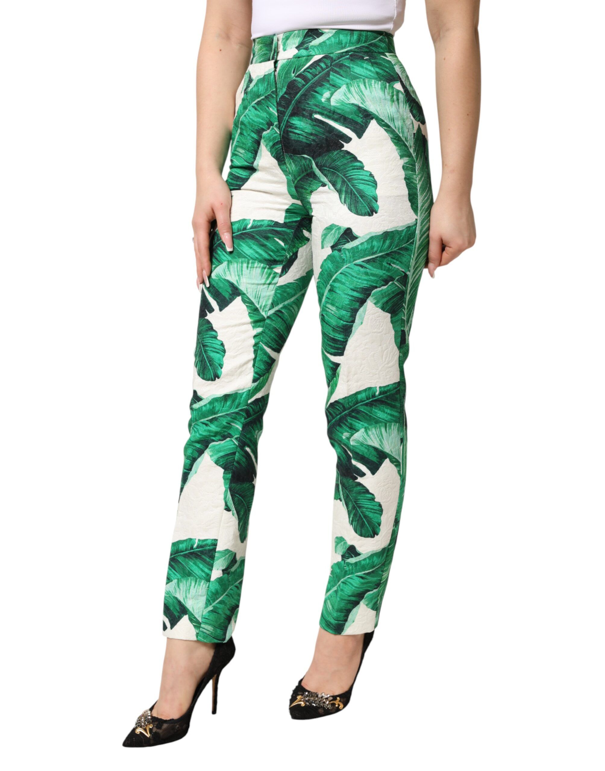 Green Leaf High Waist Trousers Women's Pants - Dolce & Gabbana - Modalova