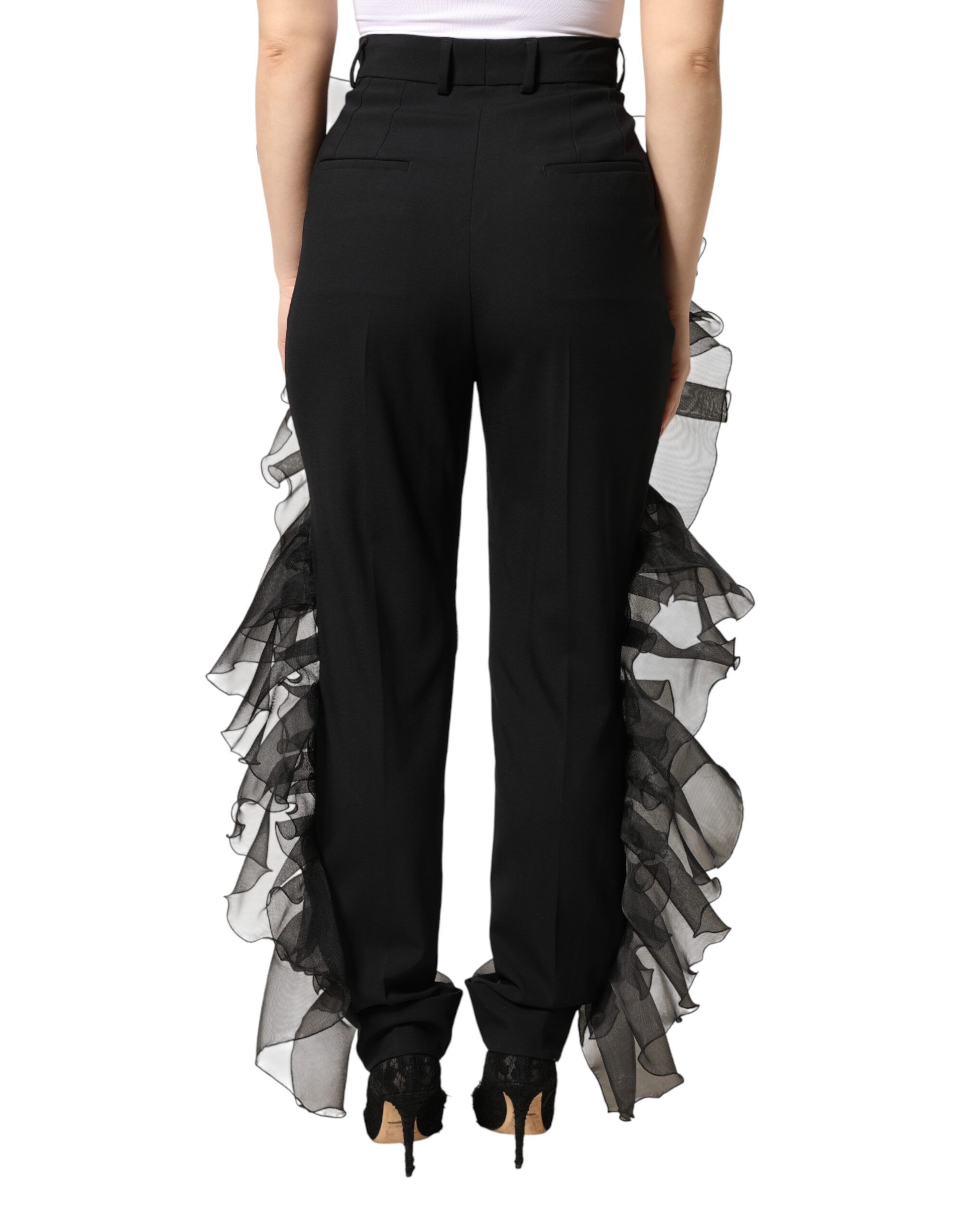 High Waist Tulle Wool Trouser Women's Pants - Dolce & Gabbana - Modalova