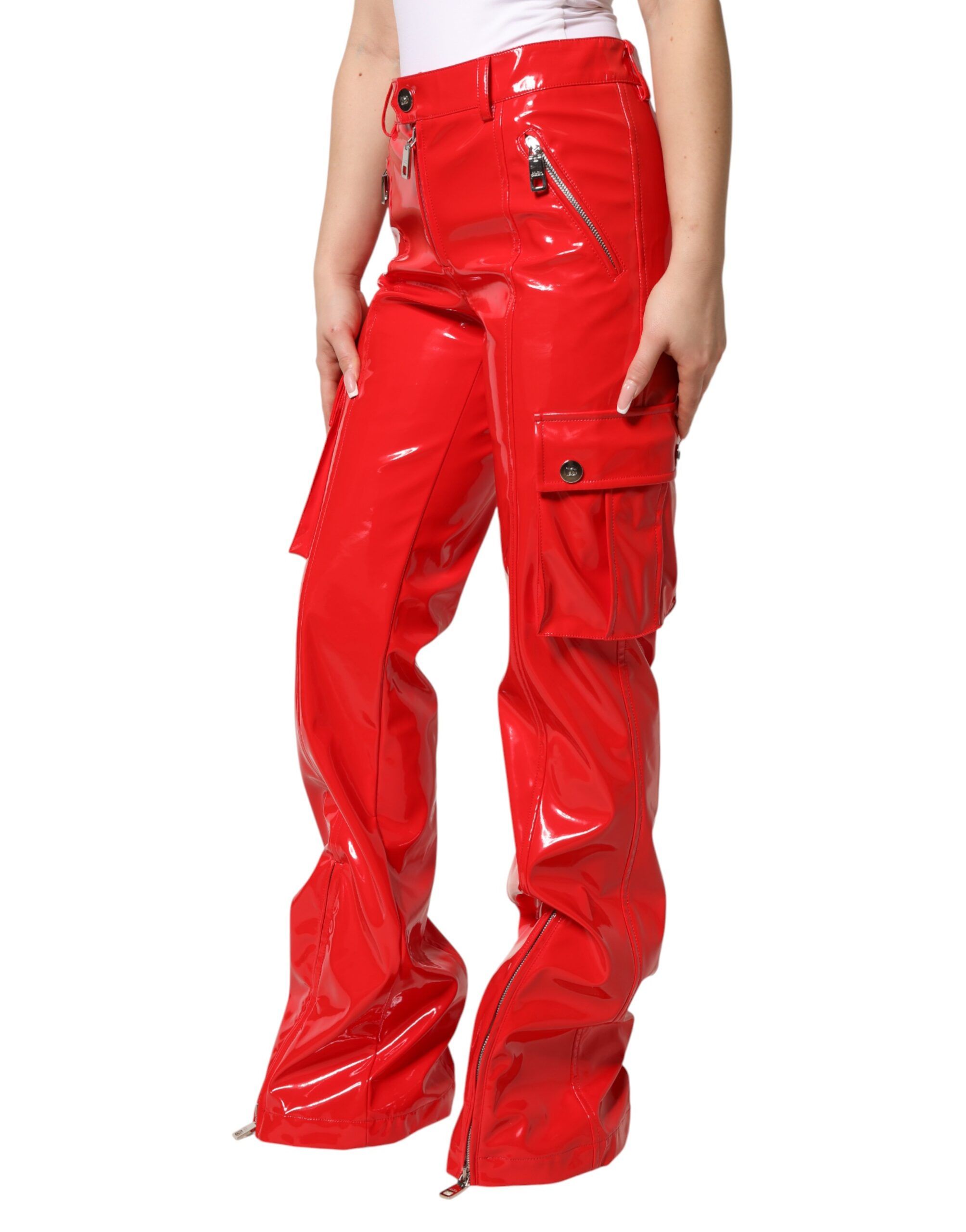 Glossy Polyester Cargo Boot Cut Women's Pants - Dolce & Gabbana - Modalova