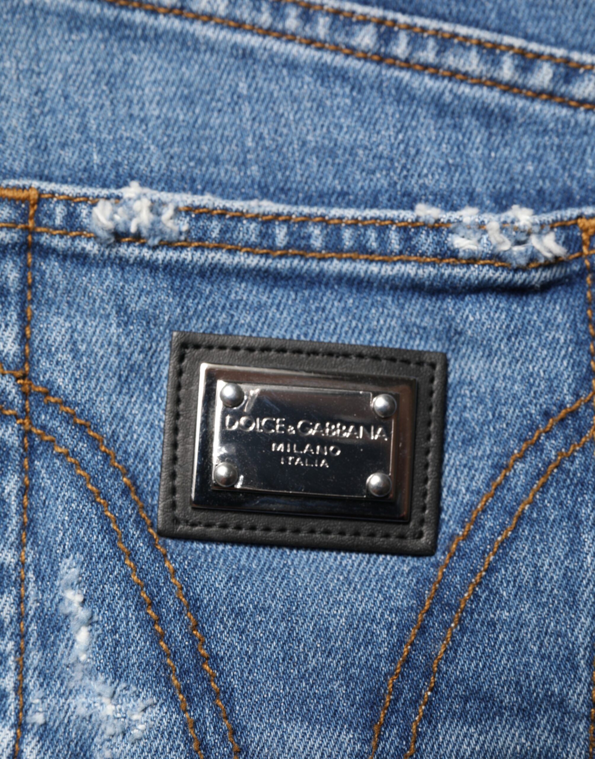 Distressed Washed Cotton Denim Women's Jeans - Dolce & Gabbana - Modalova
