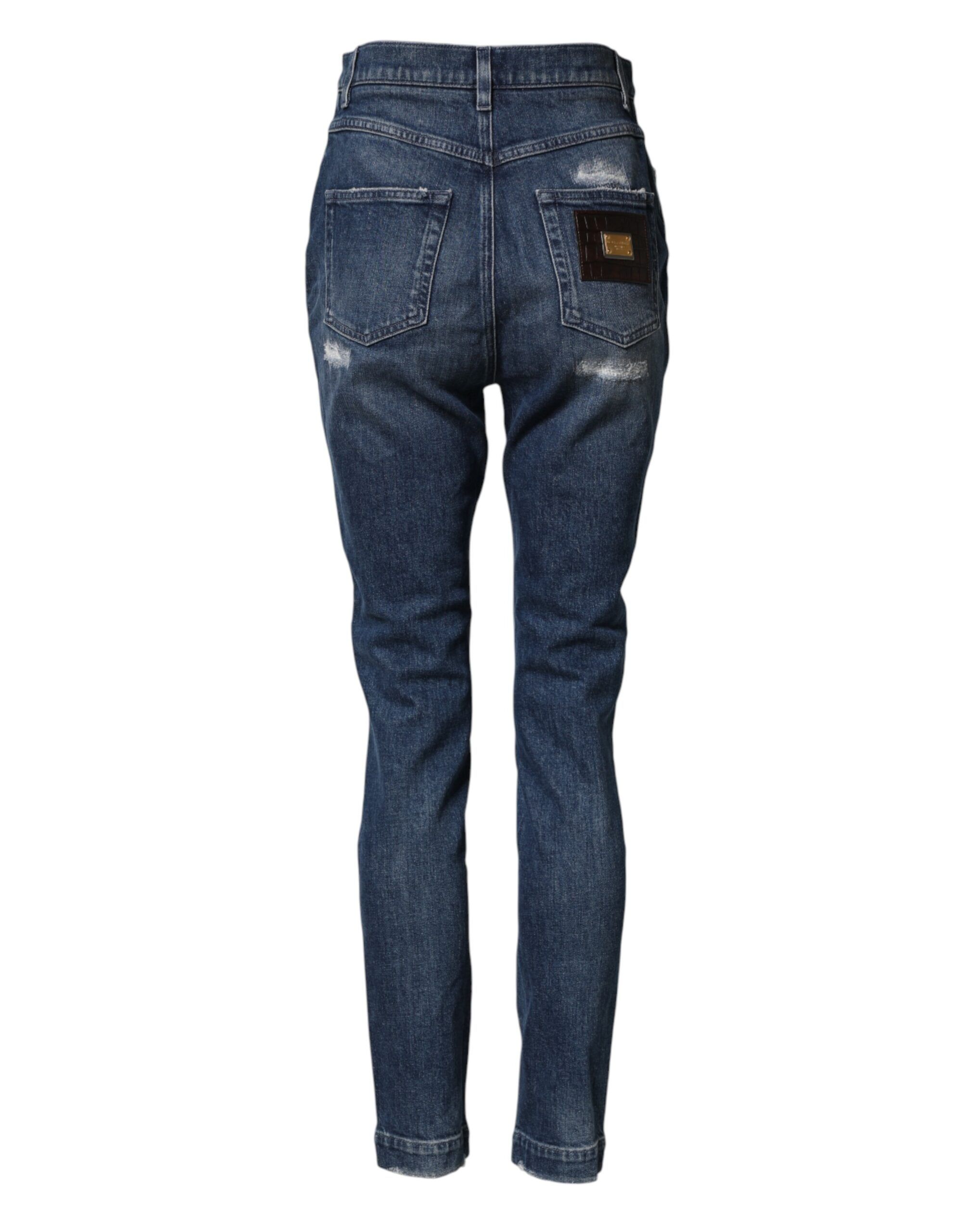 Distressed Washed Logo GRACE Denim Women's Jeans - Dolce & Gabbana - Modalova