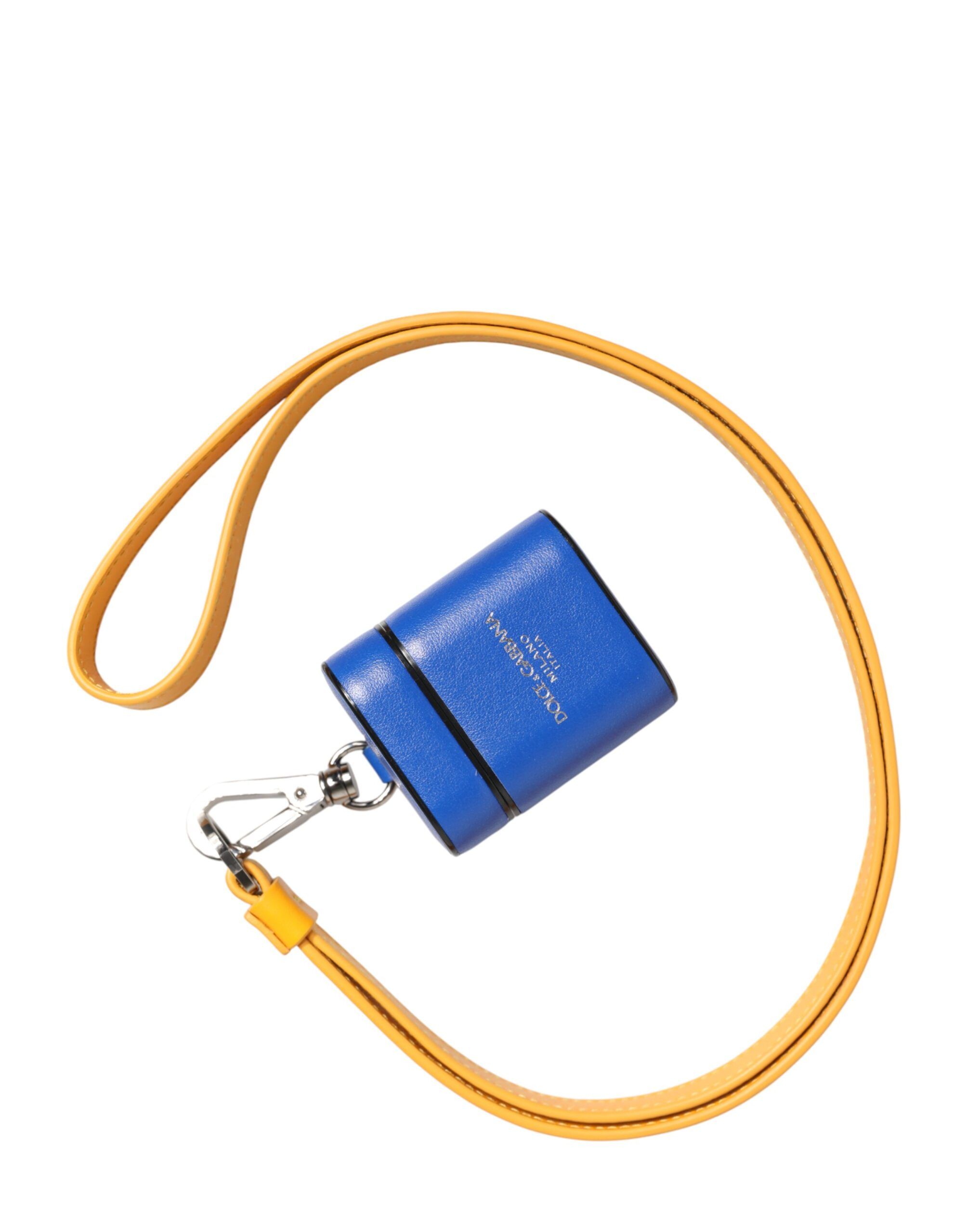 Yellow Calfskin Leather Logo Strap Men Airpods Men's Case - Dolce & Gabbana - Modalova